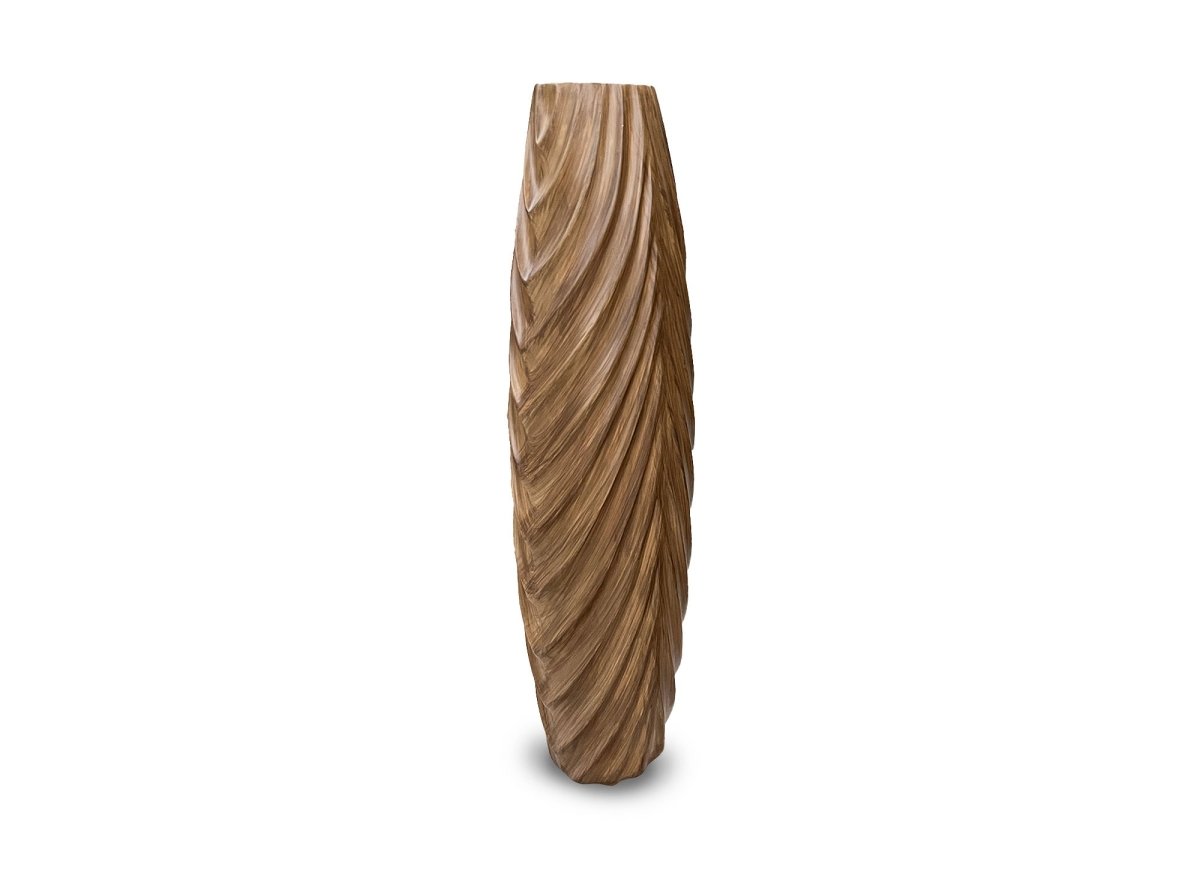 Vase XL en polyrésine imitation bois H59 cm DERYA - DécoInParis
