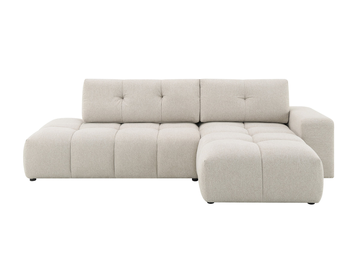 Sofá esquinero convertible con cómoda en tejido texturado beige ANGELINE - Ángulo recto