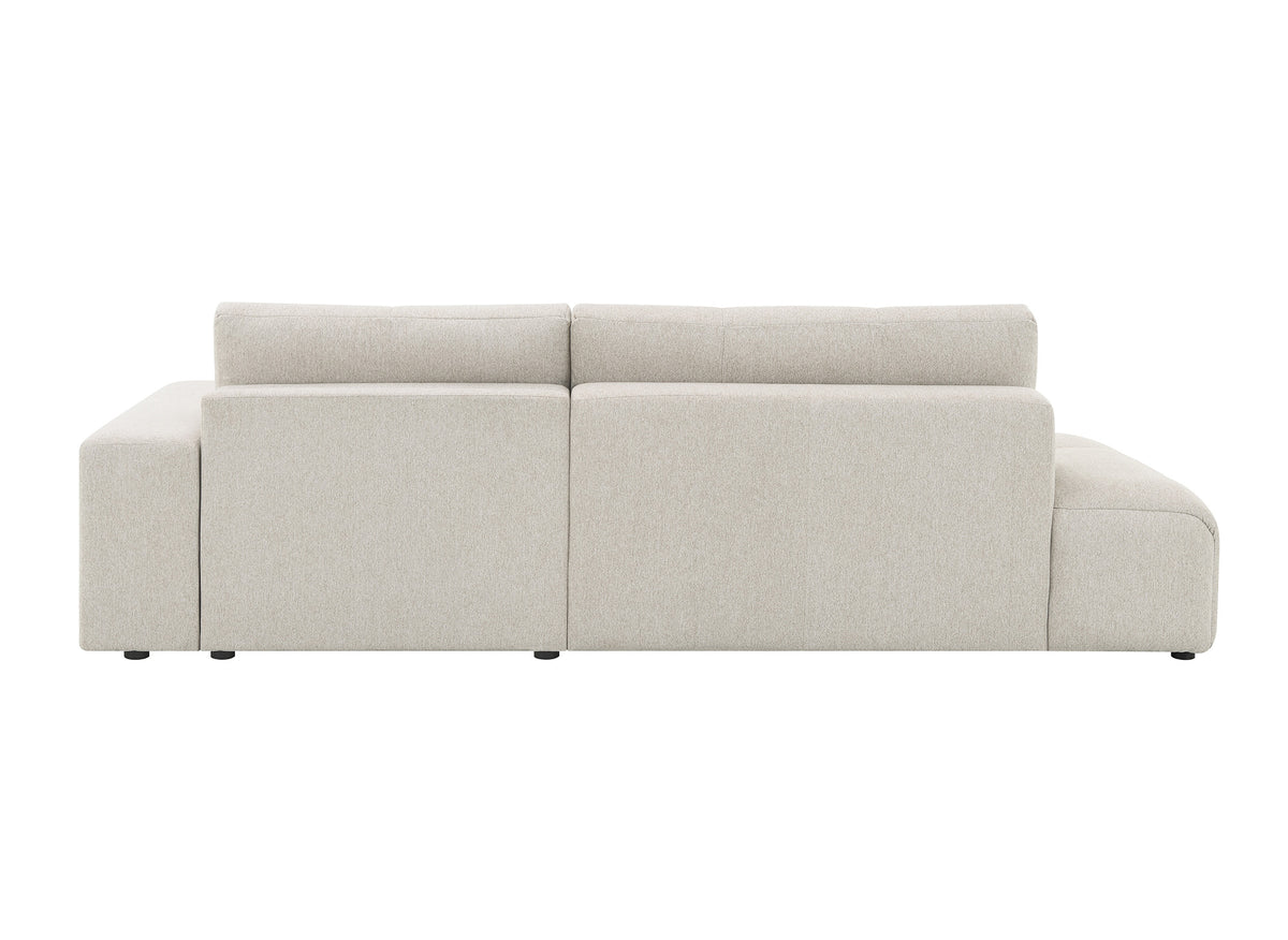 Sofá esquinero convertible con cómoda en tejido texturado beige ANGELINE - Ángulo recto