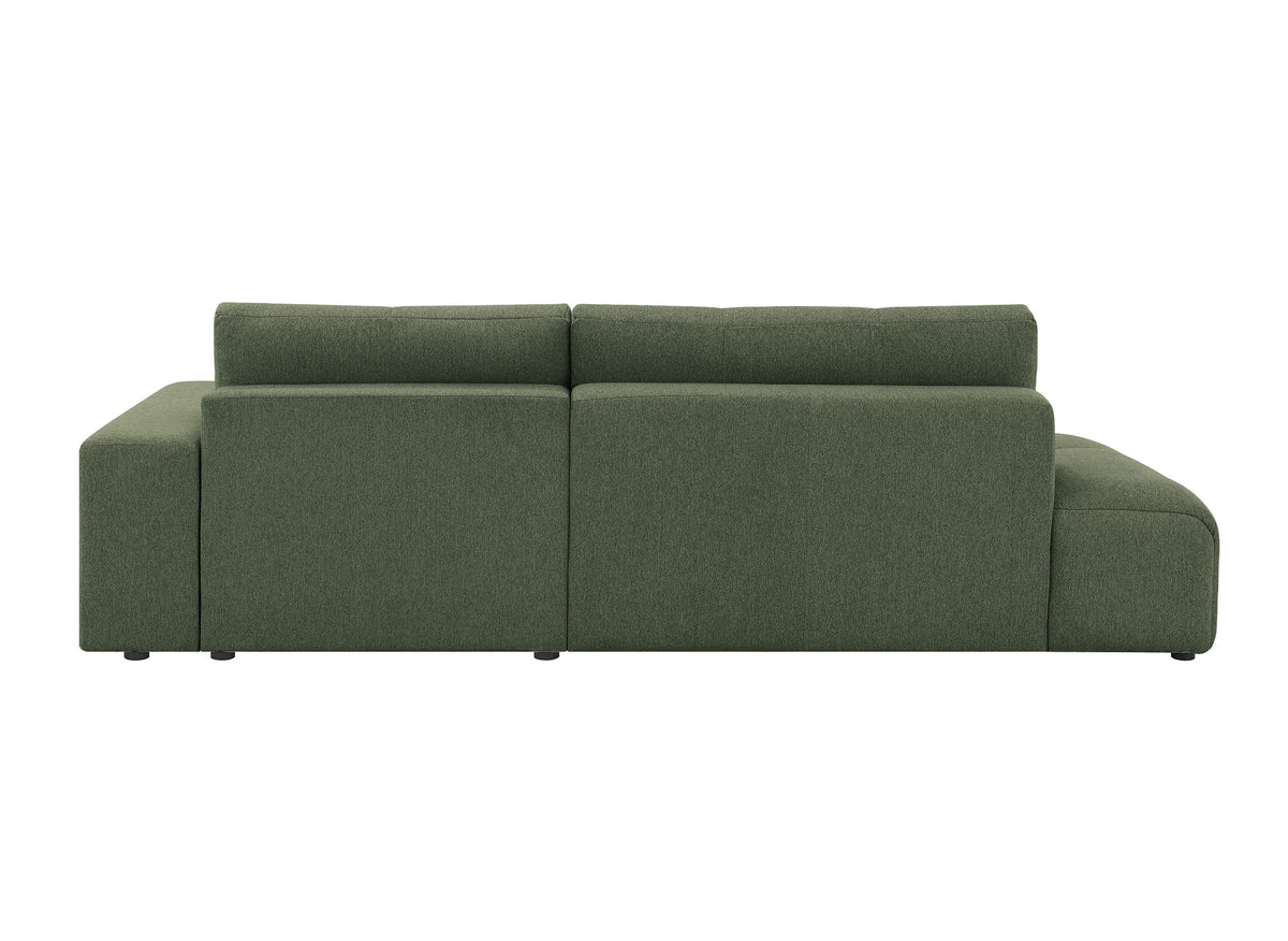 Sofá esquinero convertible con cómoda en tejido texturado verde oliva ANGELINE - Ángulo recto