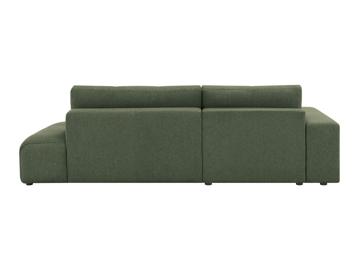 Sofá esquinero convertible con cómoda en tejido texturado verde oliva ANGELINE - Esquina izquierda