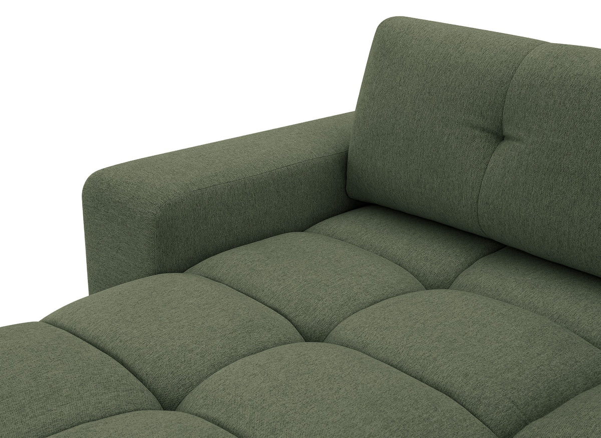 Sofá esquinero convertible con cómoda en tejido texturado verde oliva ANGELINE - Esquina izquierda