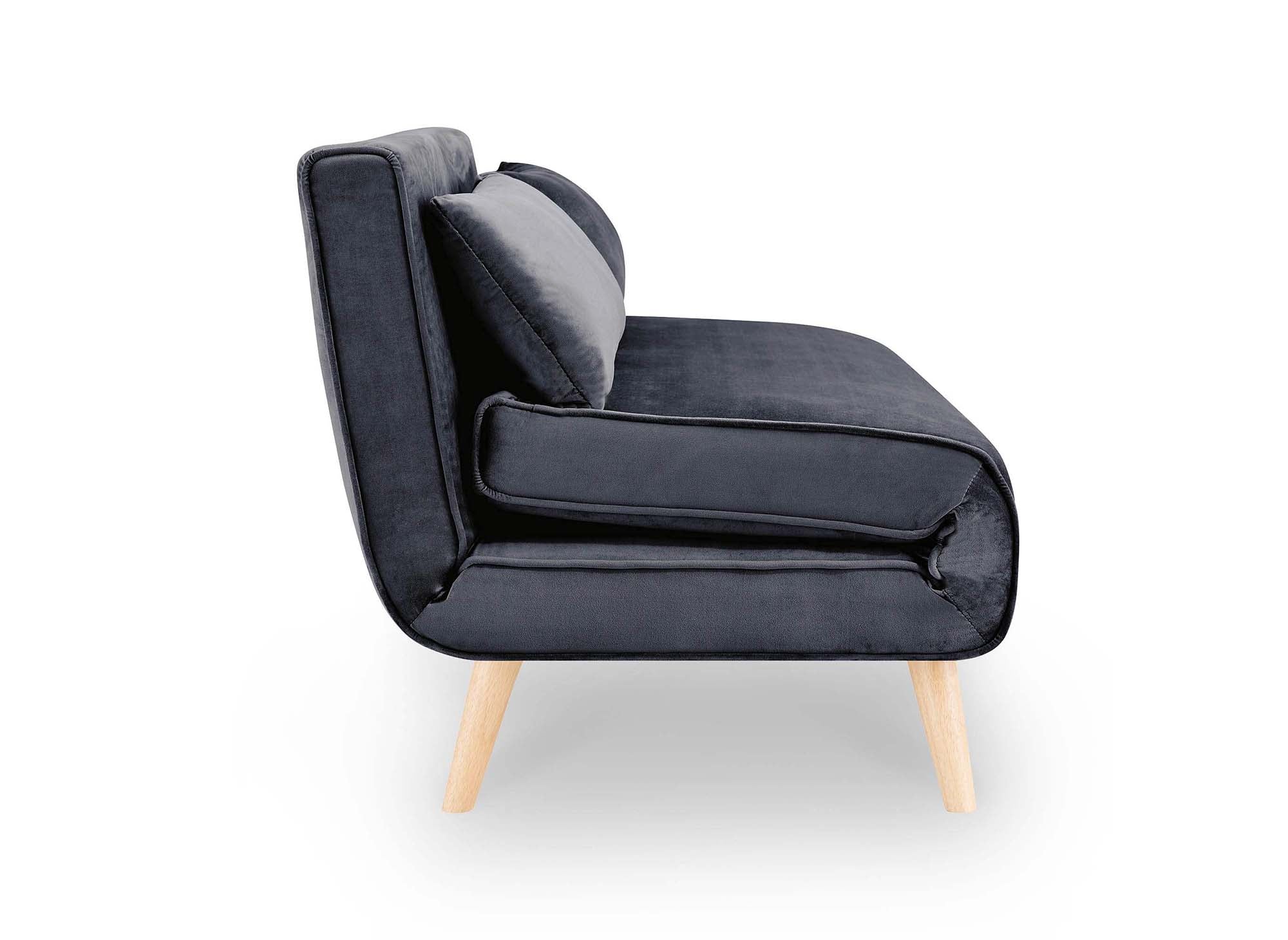 Sofá cama TONKA de 2 plazas en terciopelo gris