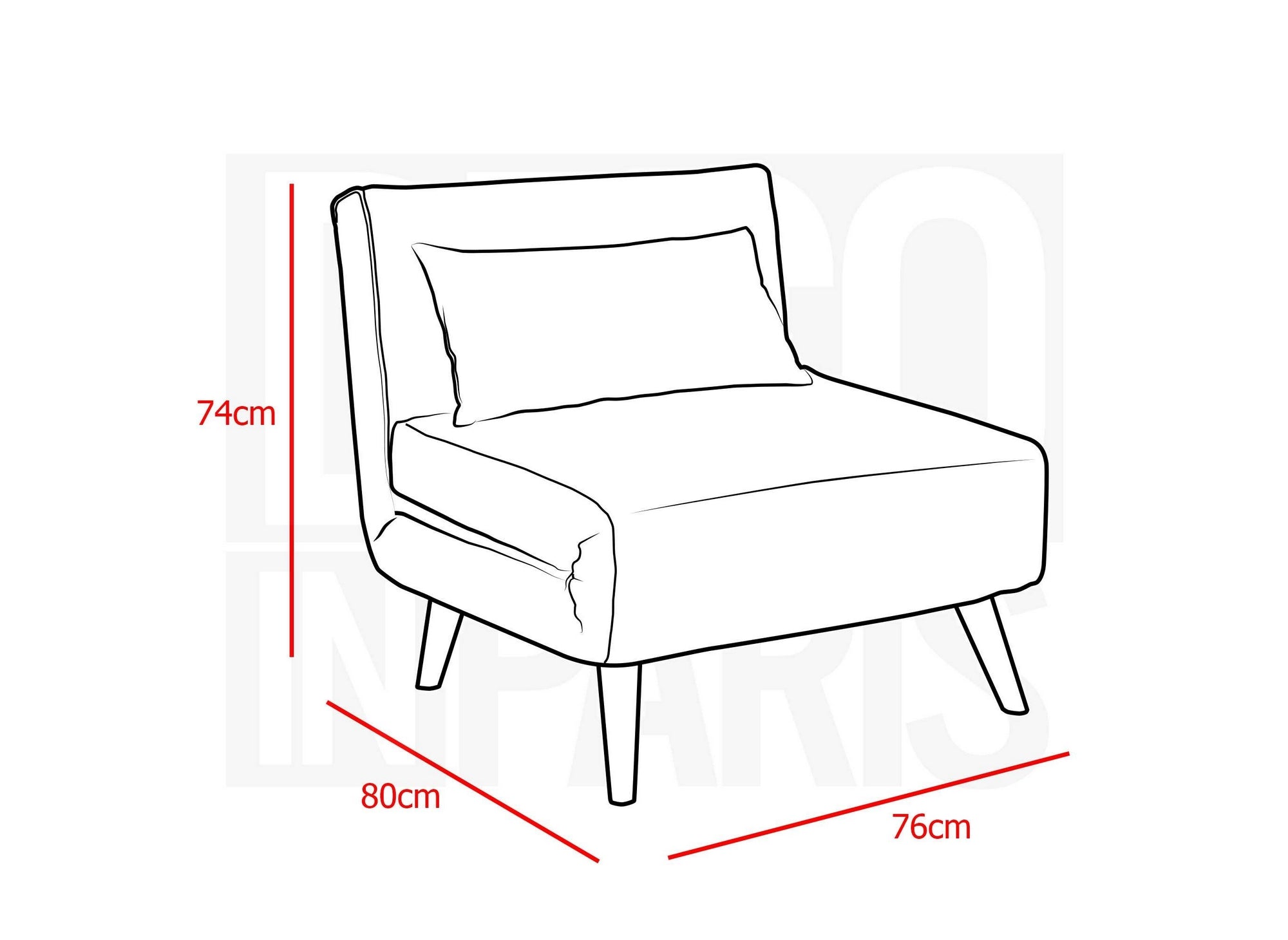 Sillón convertible TONKA en tela gris antracita