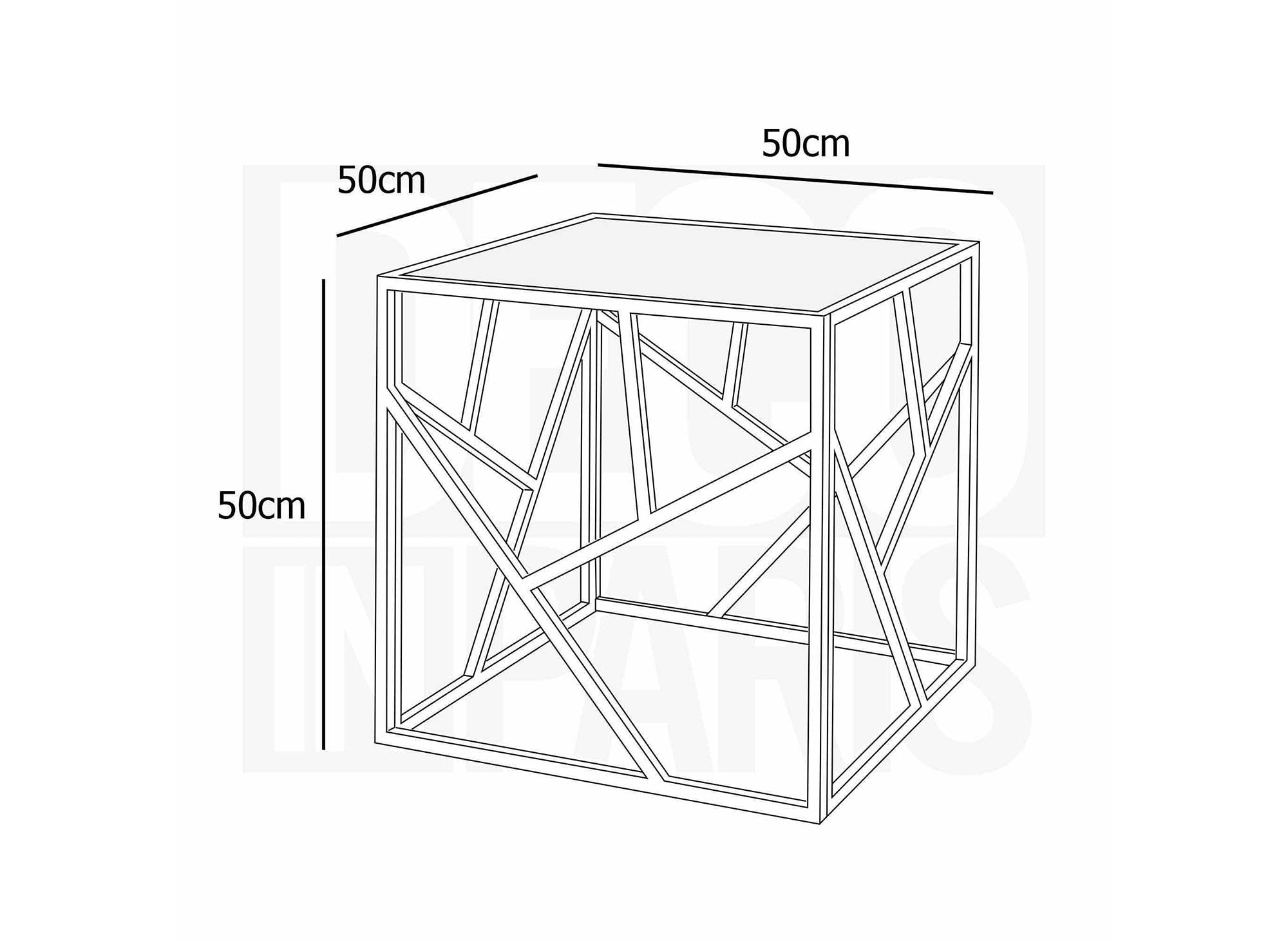 Mesa de centro cuadrada de diseño SOLAL en cristal negro y metal dorado