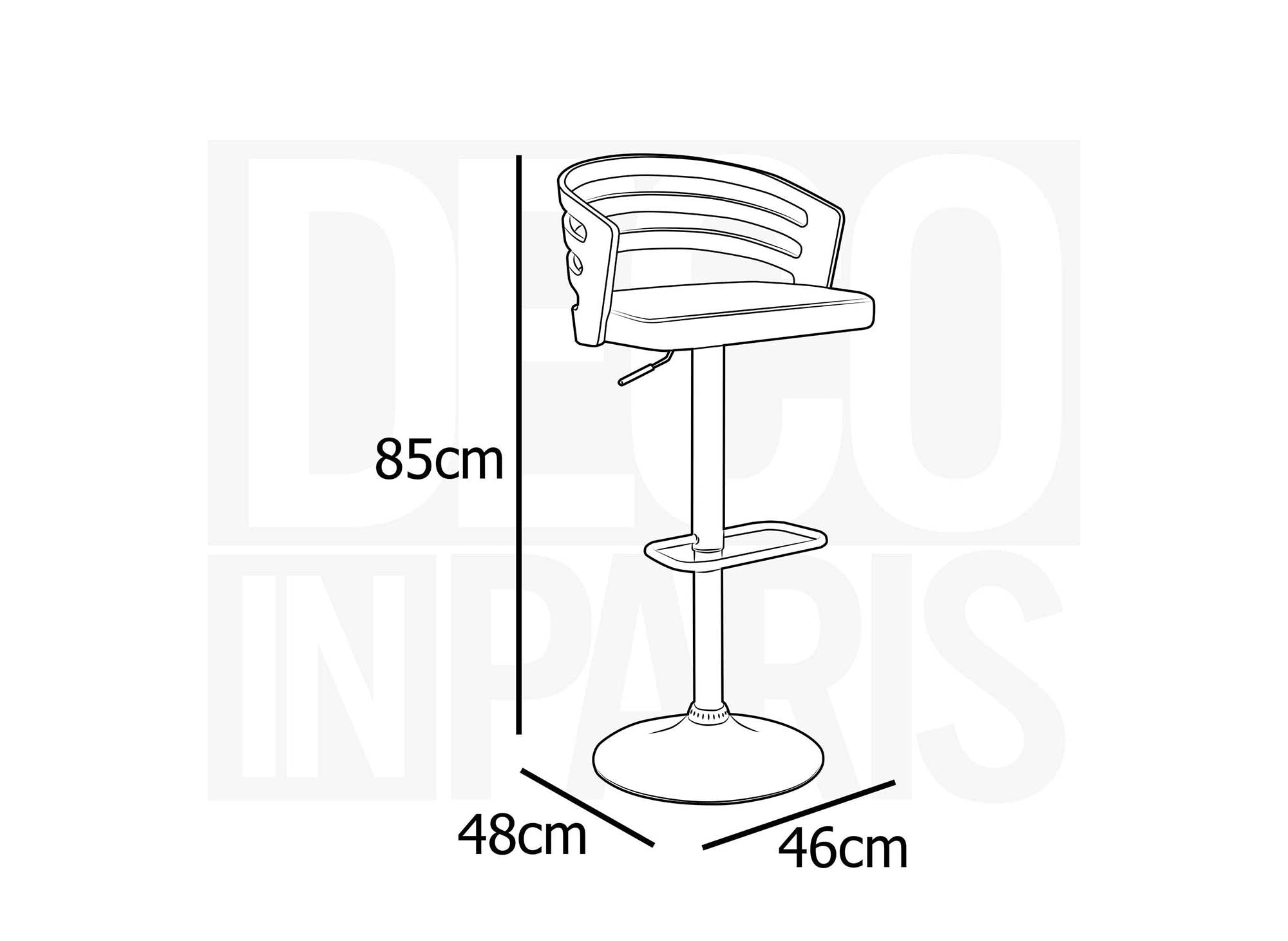 Taburete de bar de diseño AIDEN en madera y piel sintética negra