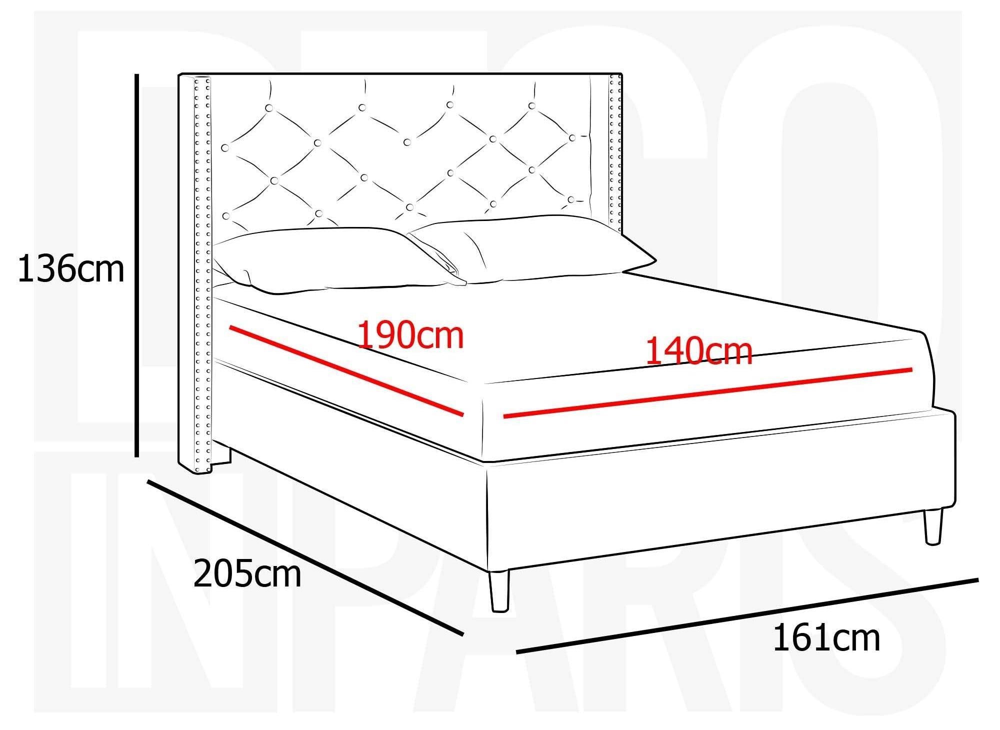 Cama doble tapizada MARGOT color beige, 140 x 190 cm