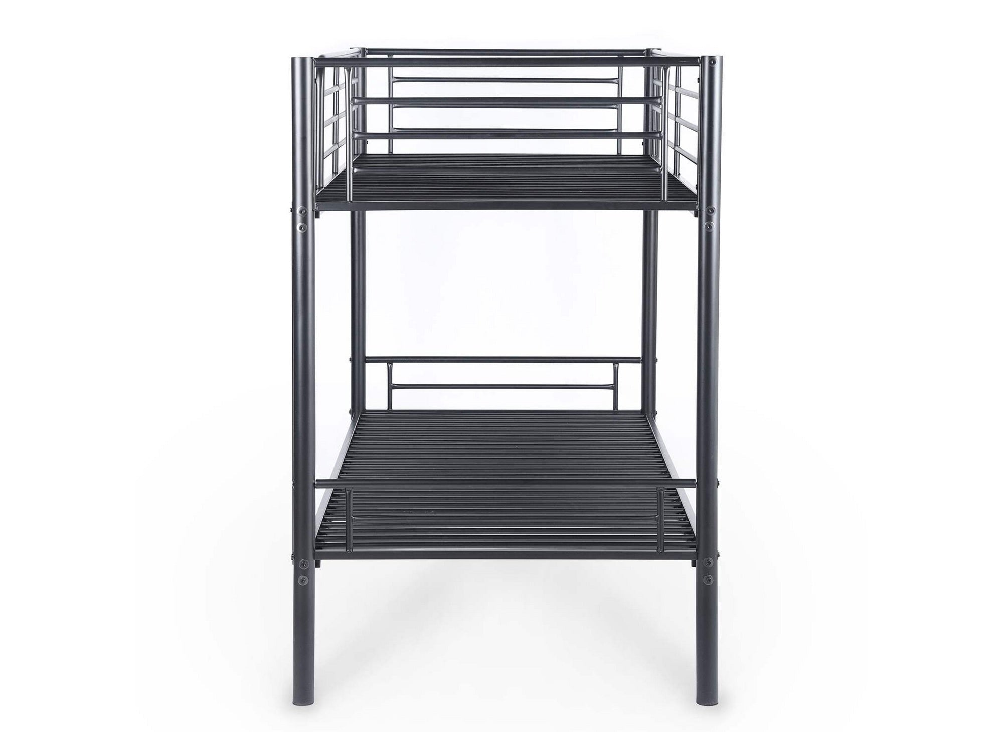 Litera de metal negro 90 x 190 cm para dos camas individuales + somier de láminas