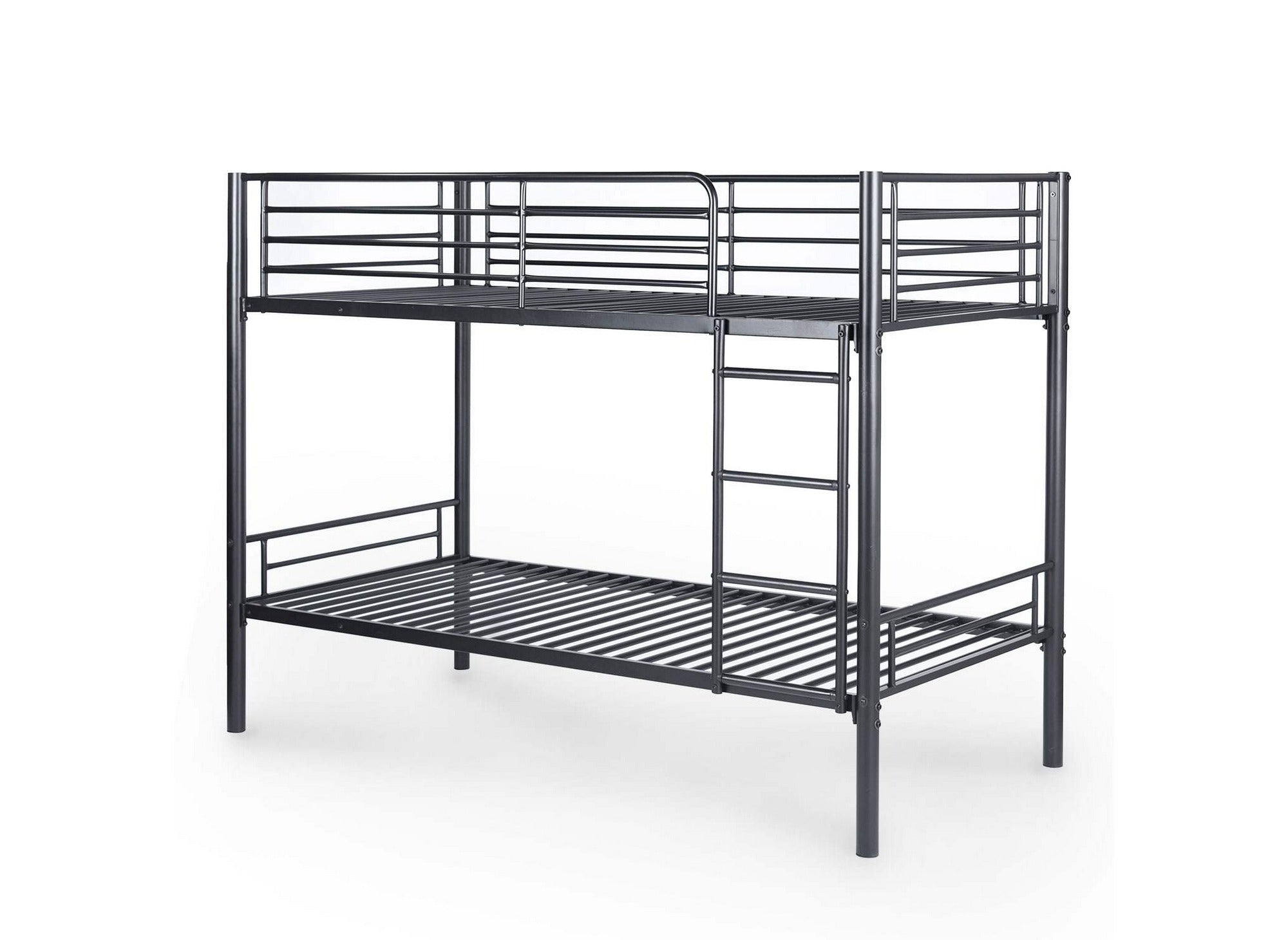 Litera de metal negro 90 x 190 cm para dos camas individuales + somier de láminas