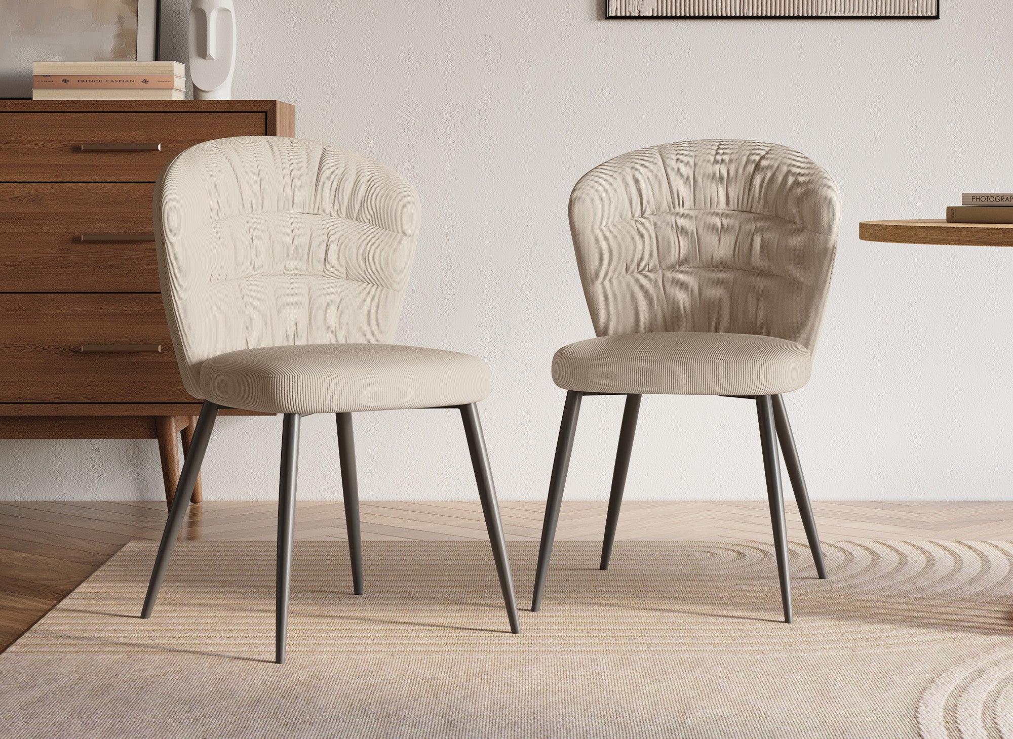 Juego de 4 sillas DANIELA de pana beige