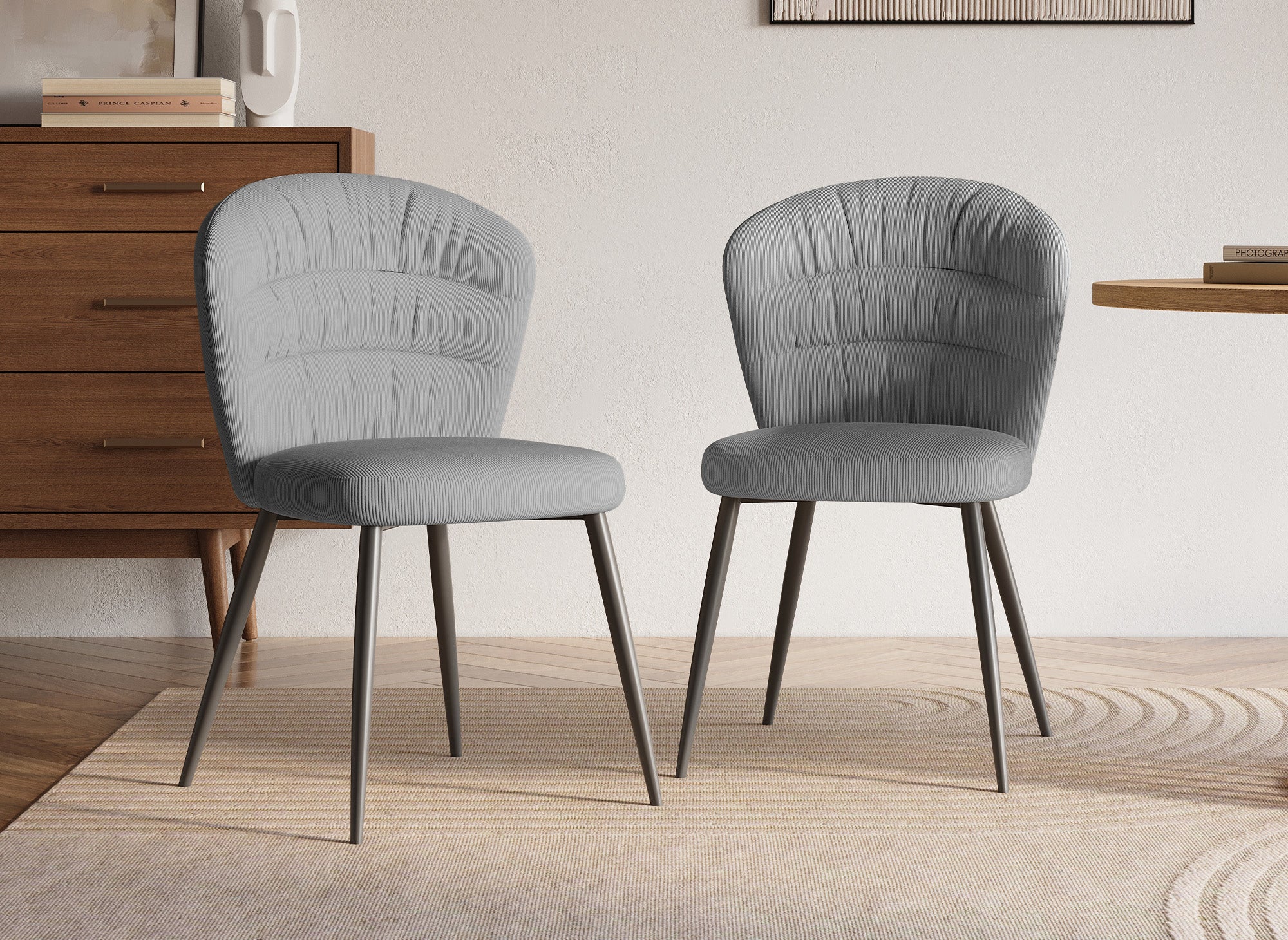 Juego de 4 sillas DANIELA de pana gris