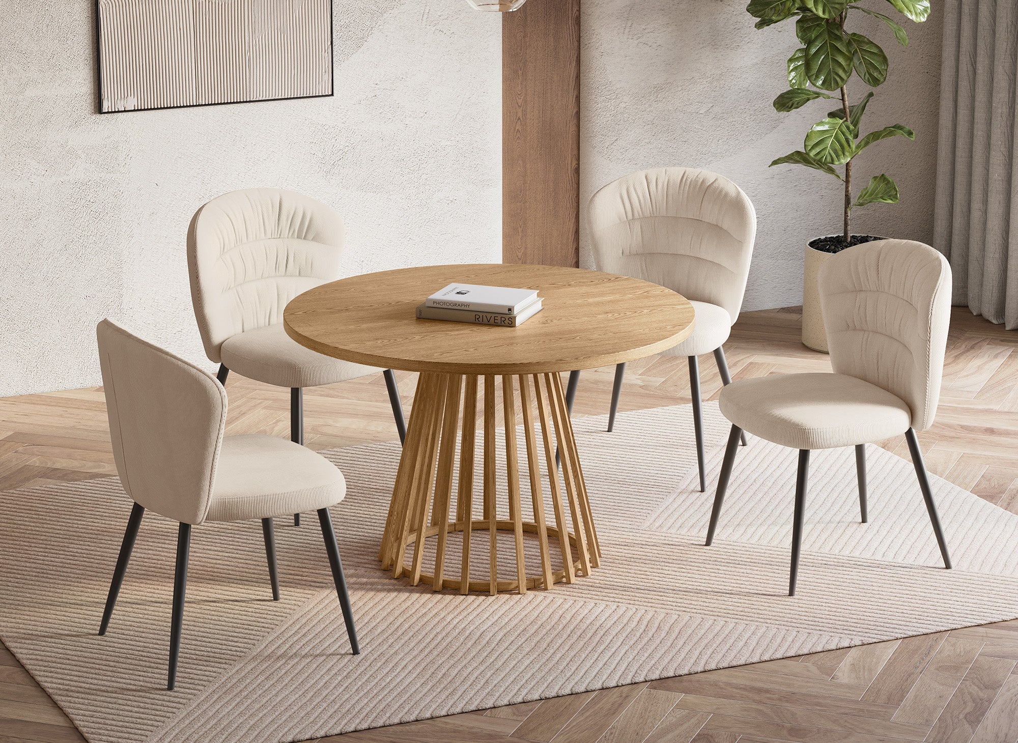 Juego de 4 sillas DANIELA de pana beige