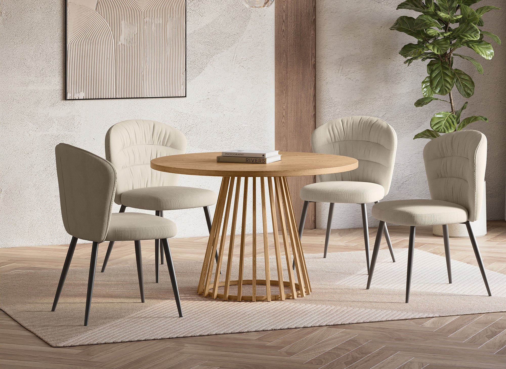 Mesa de comedor redonda HIBEA con patas de diseño