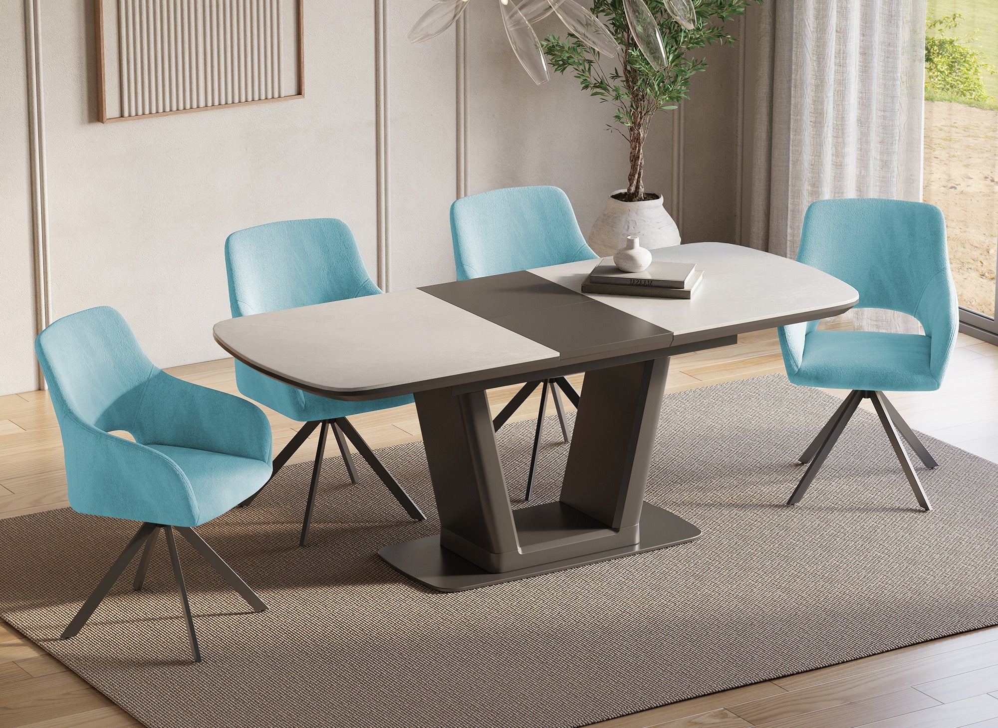 Juego de 2 sillones giratorios de diseño CIEL en terciopelo verde claro