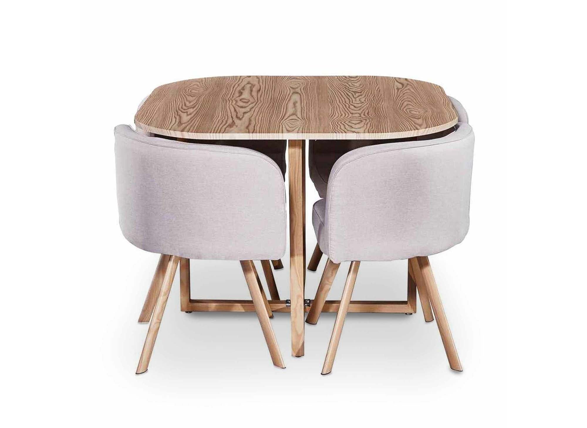Juego de mesa y 4 sillas apilables FLEN color beige