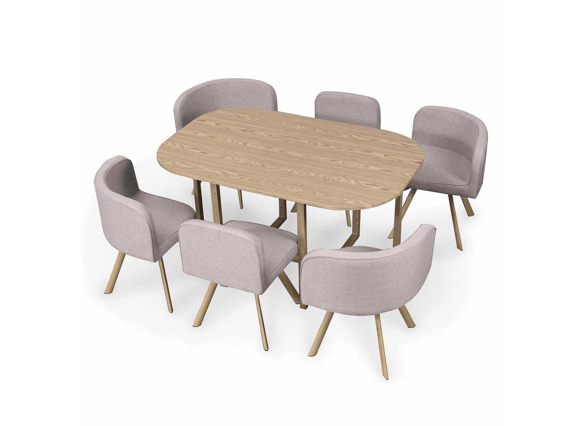 Juego de mesa y 6 sillas apilables FLEN XL color beige