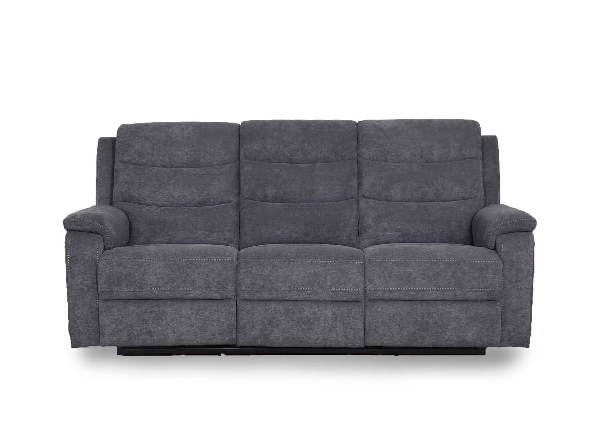 Sofá reclinable eléctrico de 3 plazas RICHARD en tela gris oscuro