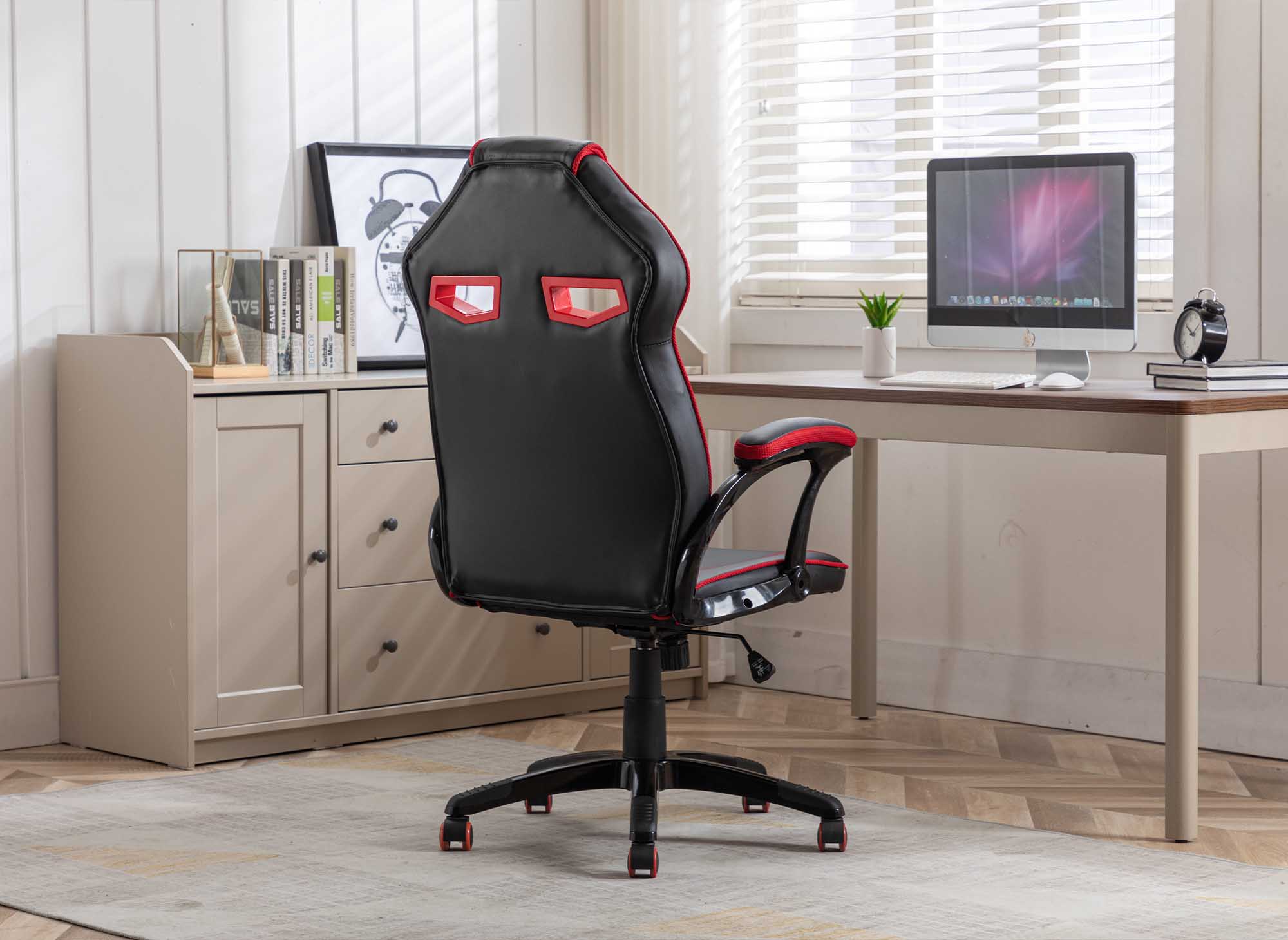 Silla de oficina gaming ZONA de piel sintética negra y roja