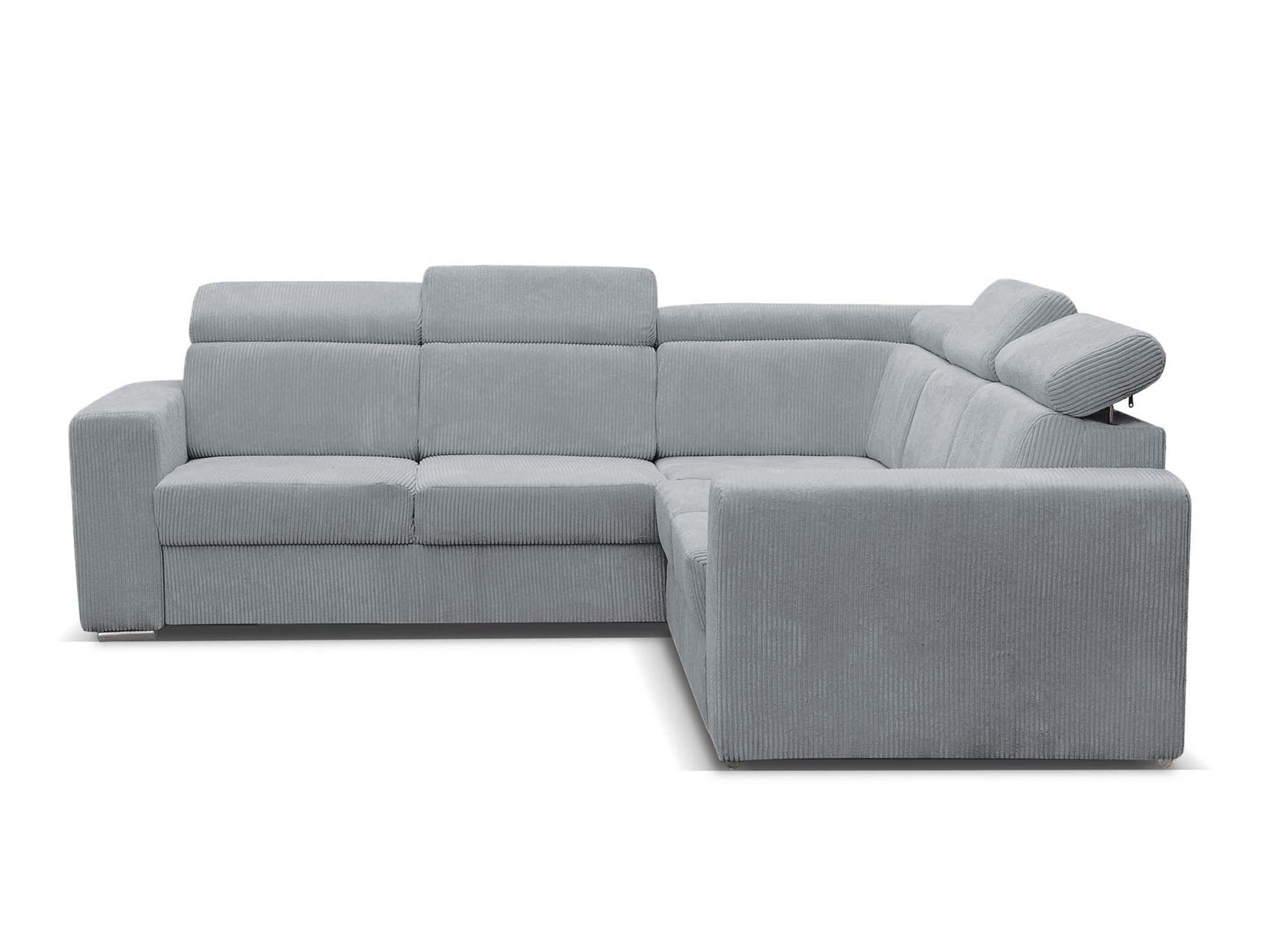 Sofá esquinero convertible y reversible MERYL en pana gris claro