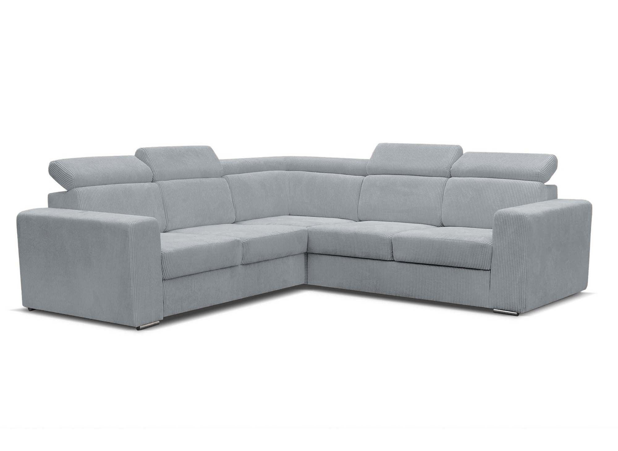 Sofá esquinero convertible y reversible MERYL en pana gris claro
