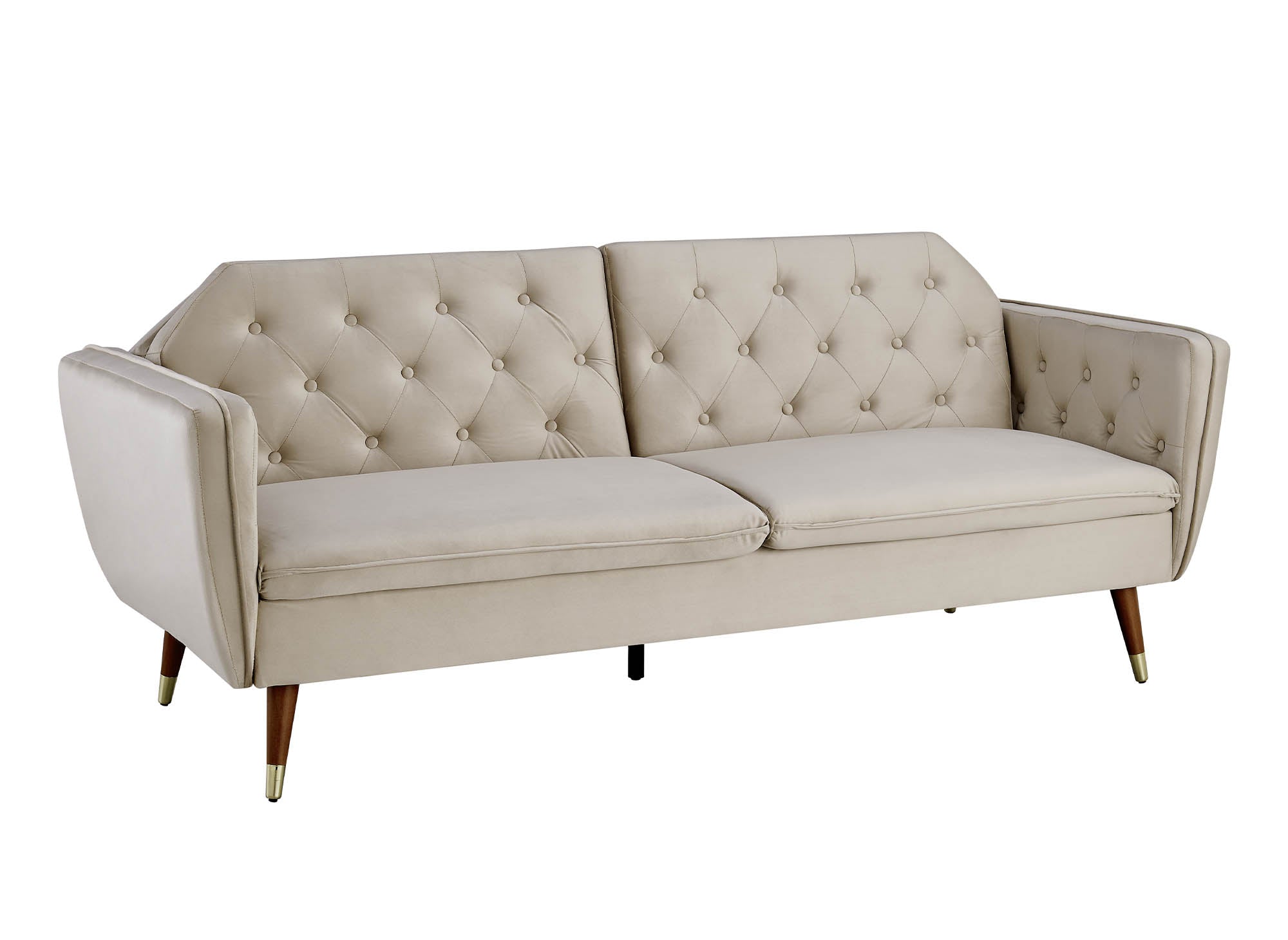 Sofá cama convertible ARIANE de 3 plazas en tela de terciopelo beige