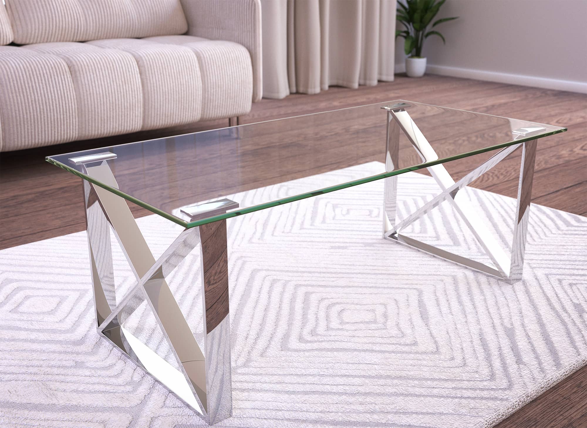 Mesa de centro rectangular de cristal ISORE