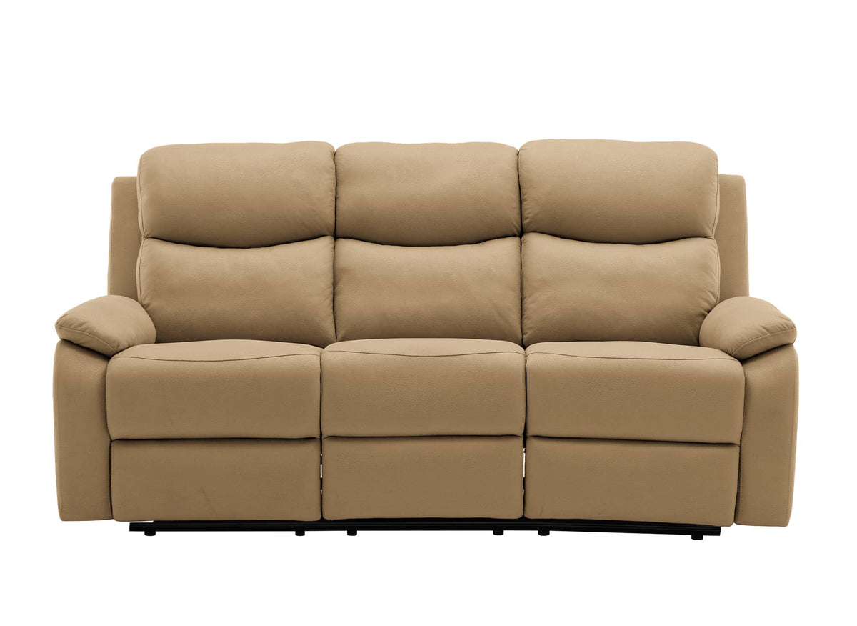 Sofá reclinable JACOB de 3 plazas en piel sintética color camel