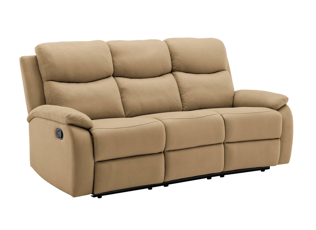 Sofá reclinable JACOB de 3 plazas en piel sintética color camel