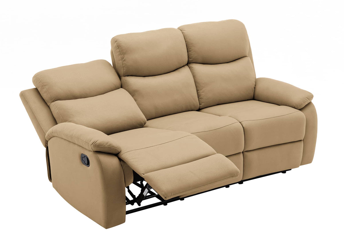 Sofá reclinable JACOB de 3 plazas en piel sintética color camel
