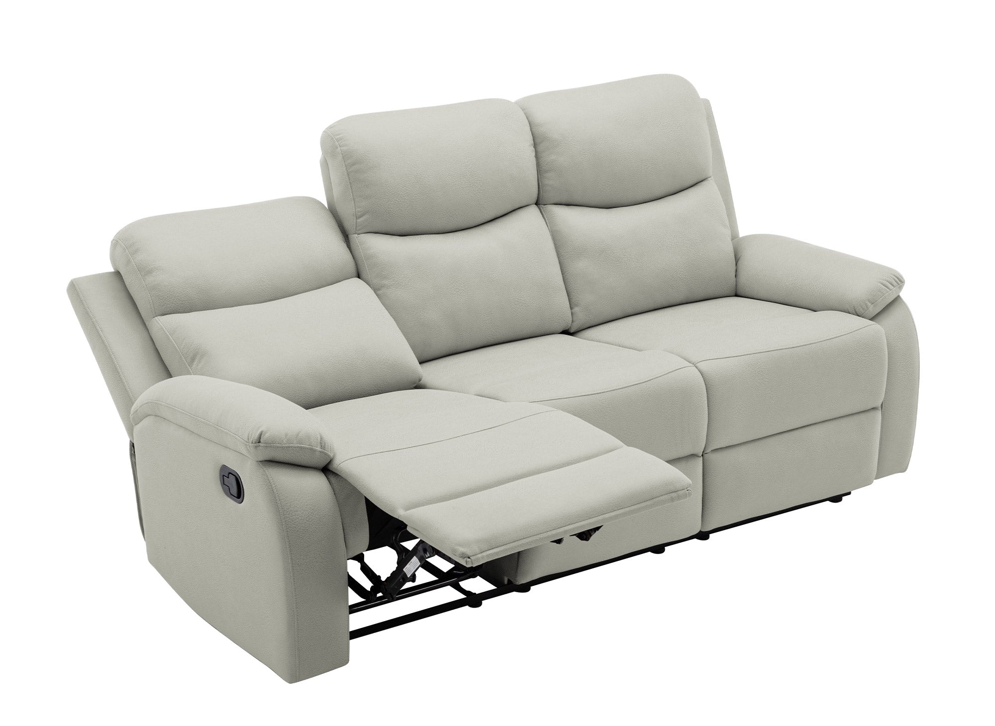 Sofá reclinable JACOB de 3 plazas en piel sintética gris claro
