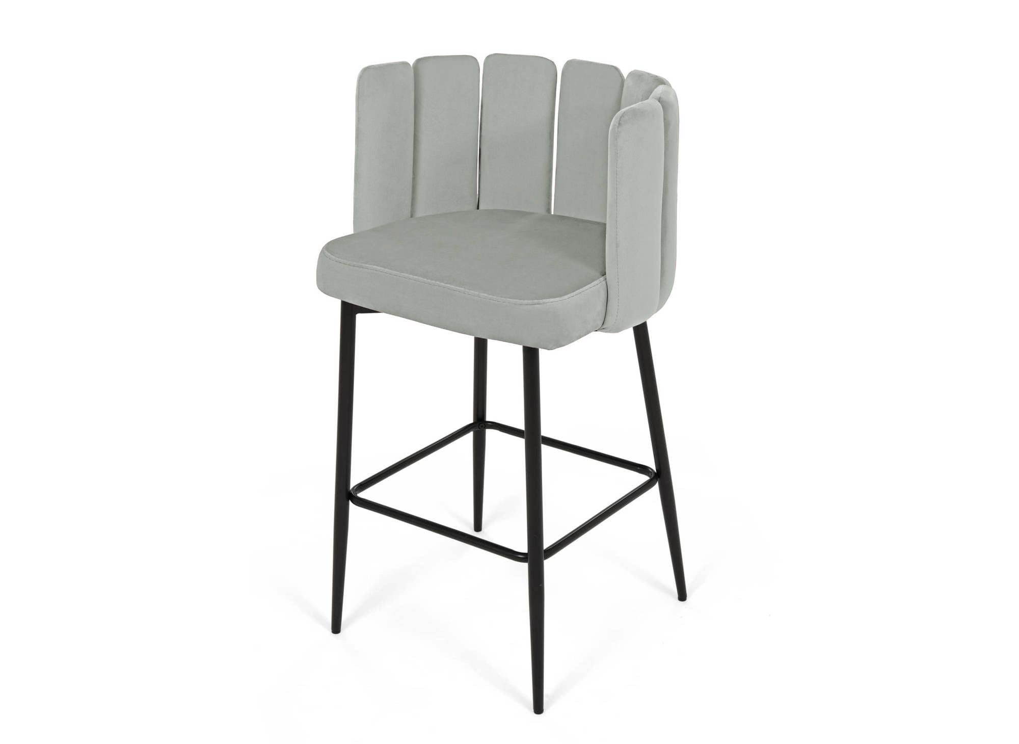 Juego de 2 taburetes de bar de diseño DEBBY en terciopelo gris