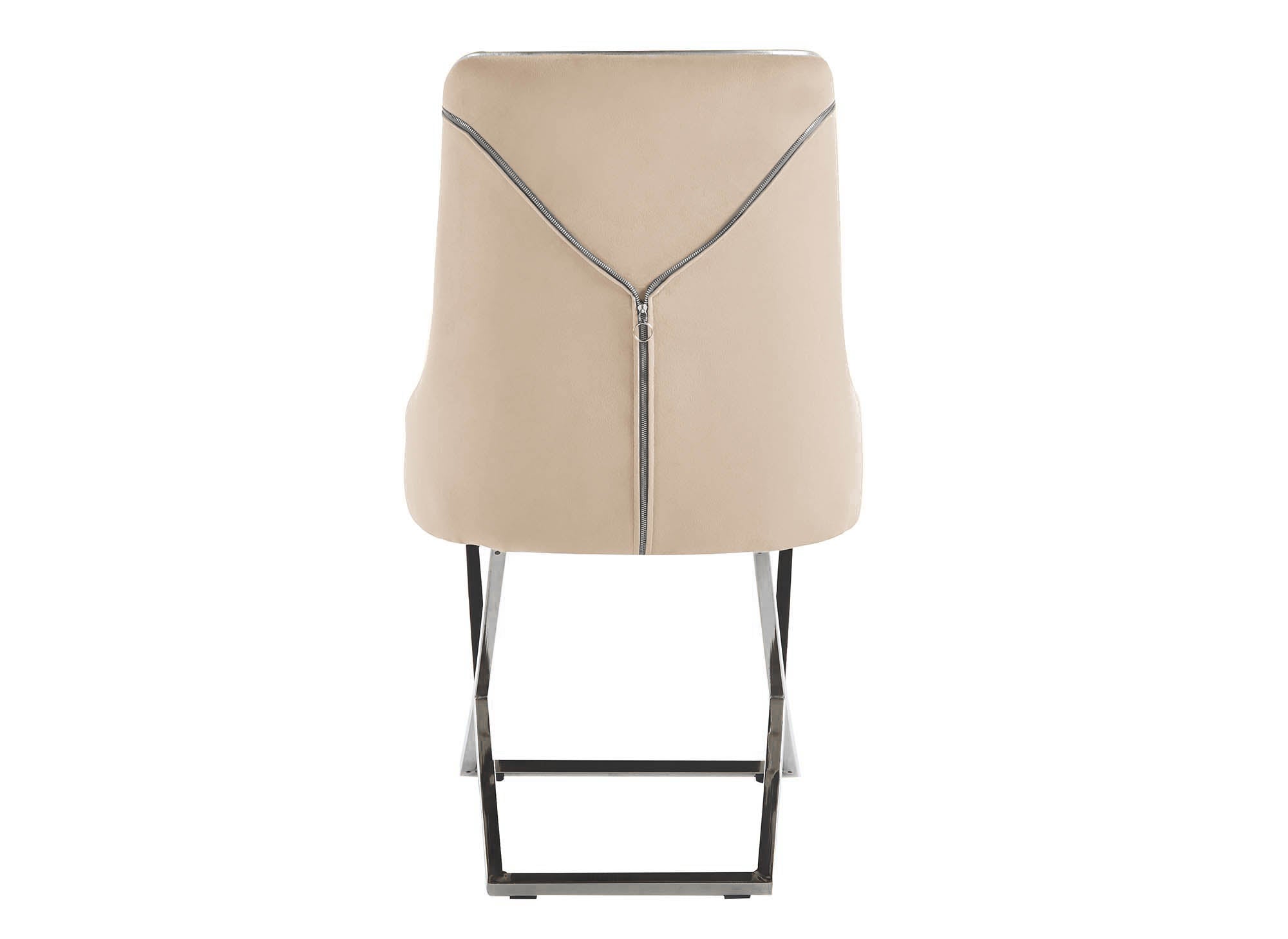 Juego de 2 sillas LEXA de terciopelo beige con patas de metal plateado