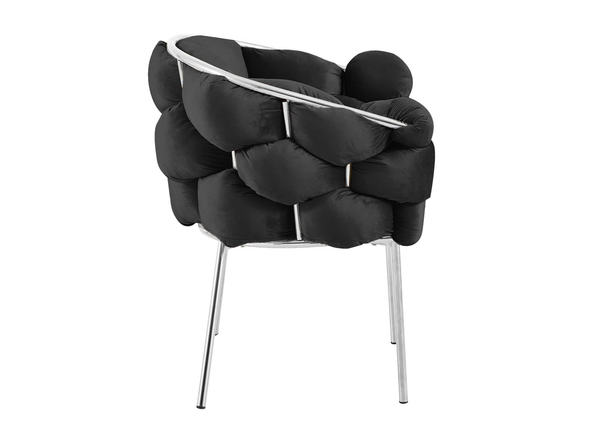 Juego de 2 sillas CHARLOTTE de terciopelo negro con patas de metal plateado