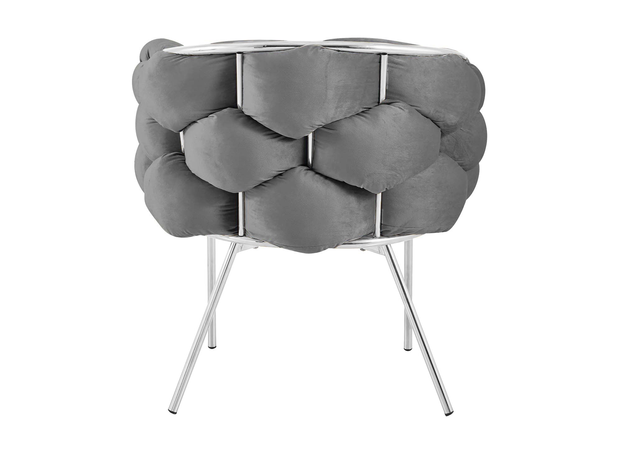 Juego de 2 sillas CHARLOTTE en terciopelo gris con patas de metal plateado