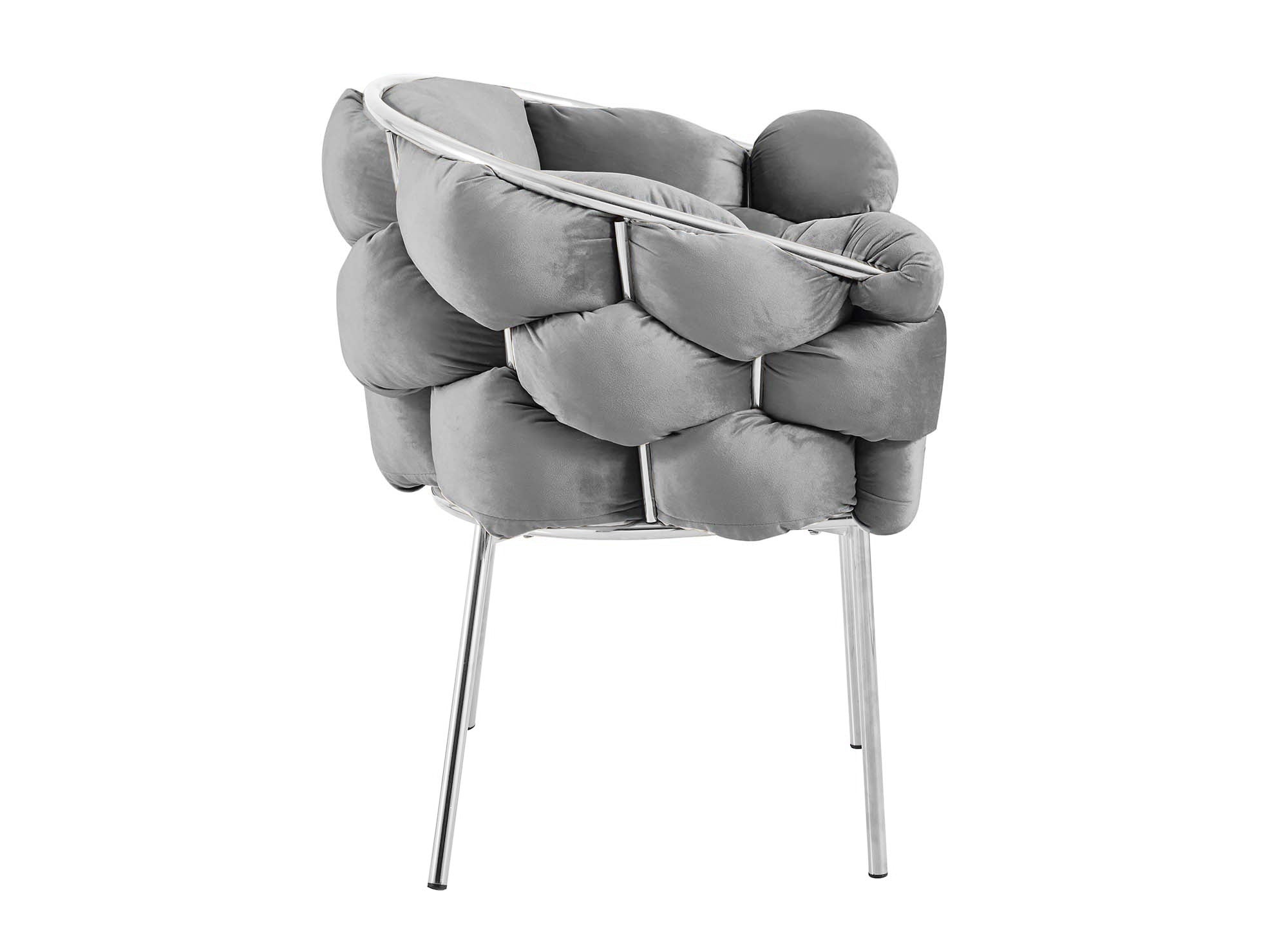 Juego de 2 sillas CHARLOTTE en terciopelo gris con patas de metal plateado