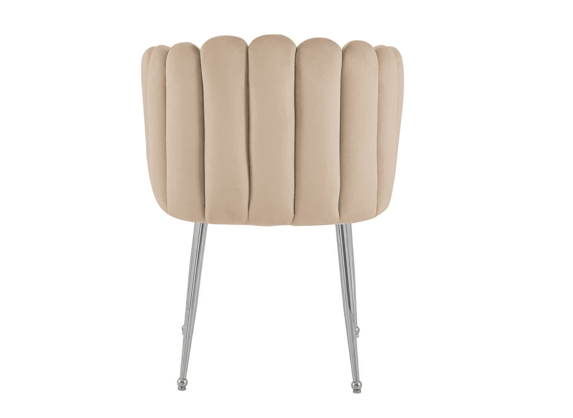 Silla HAYDEN de terciopelo beige con patas de metal plateado