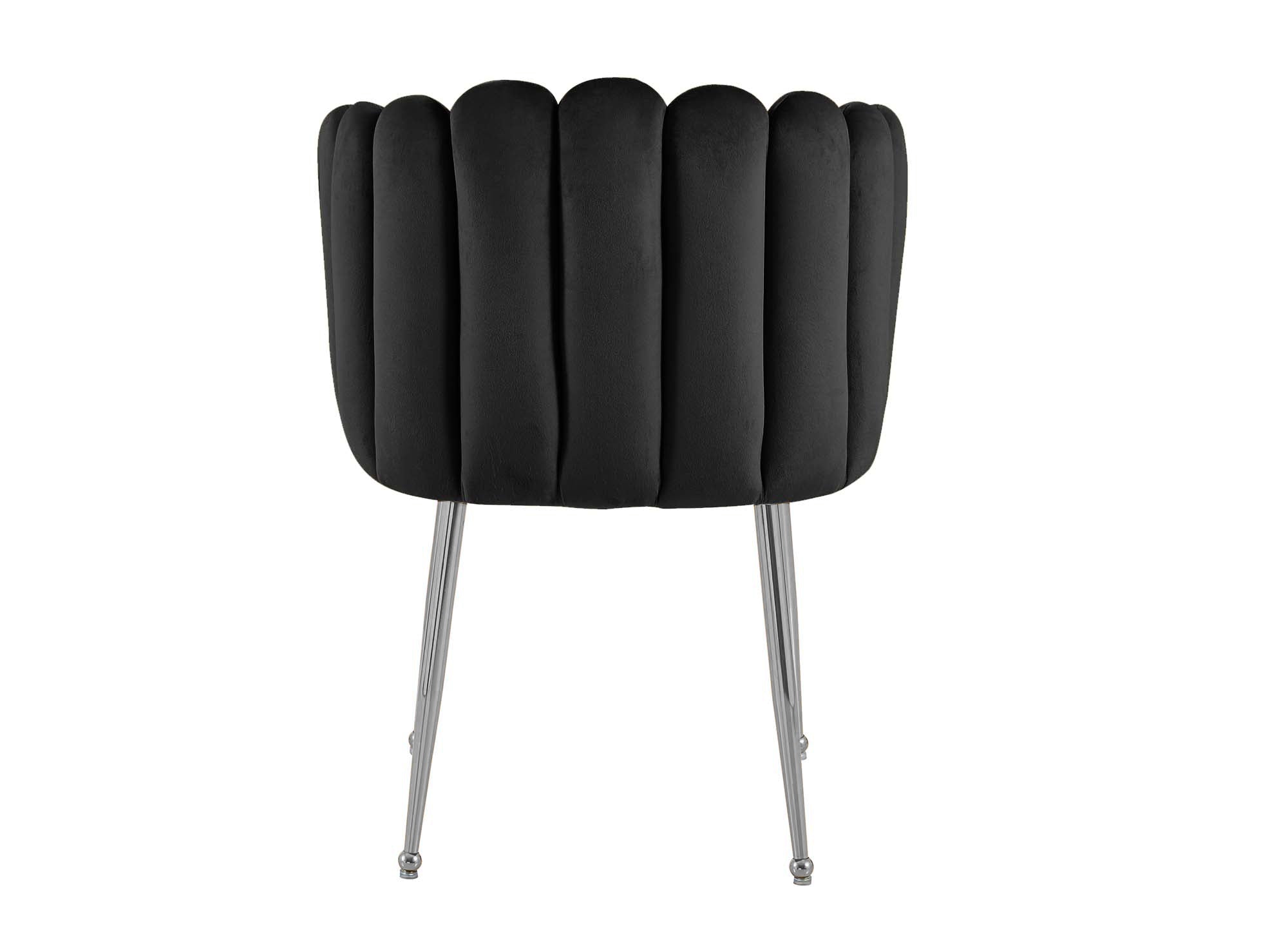 Silla HAYDEN de terciopelo negro con patas de metal plateado
