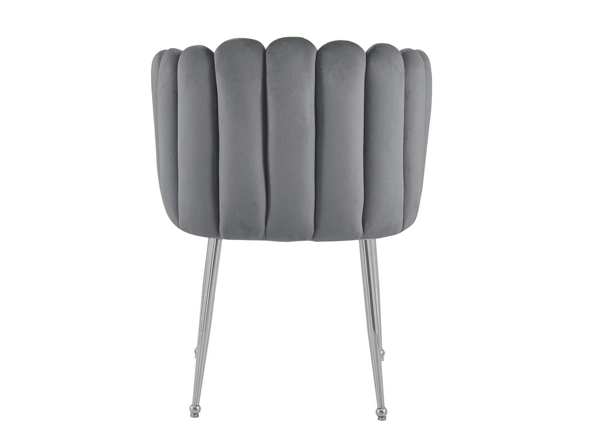 Silla HAYDEN de terciopelo gris con patas de metal plateado