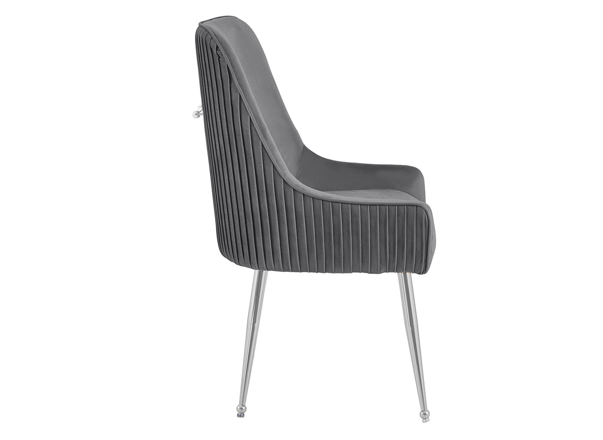 Juego de 2 sillas DORY en terciopelo gris con patas de metal plateado