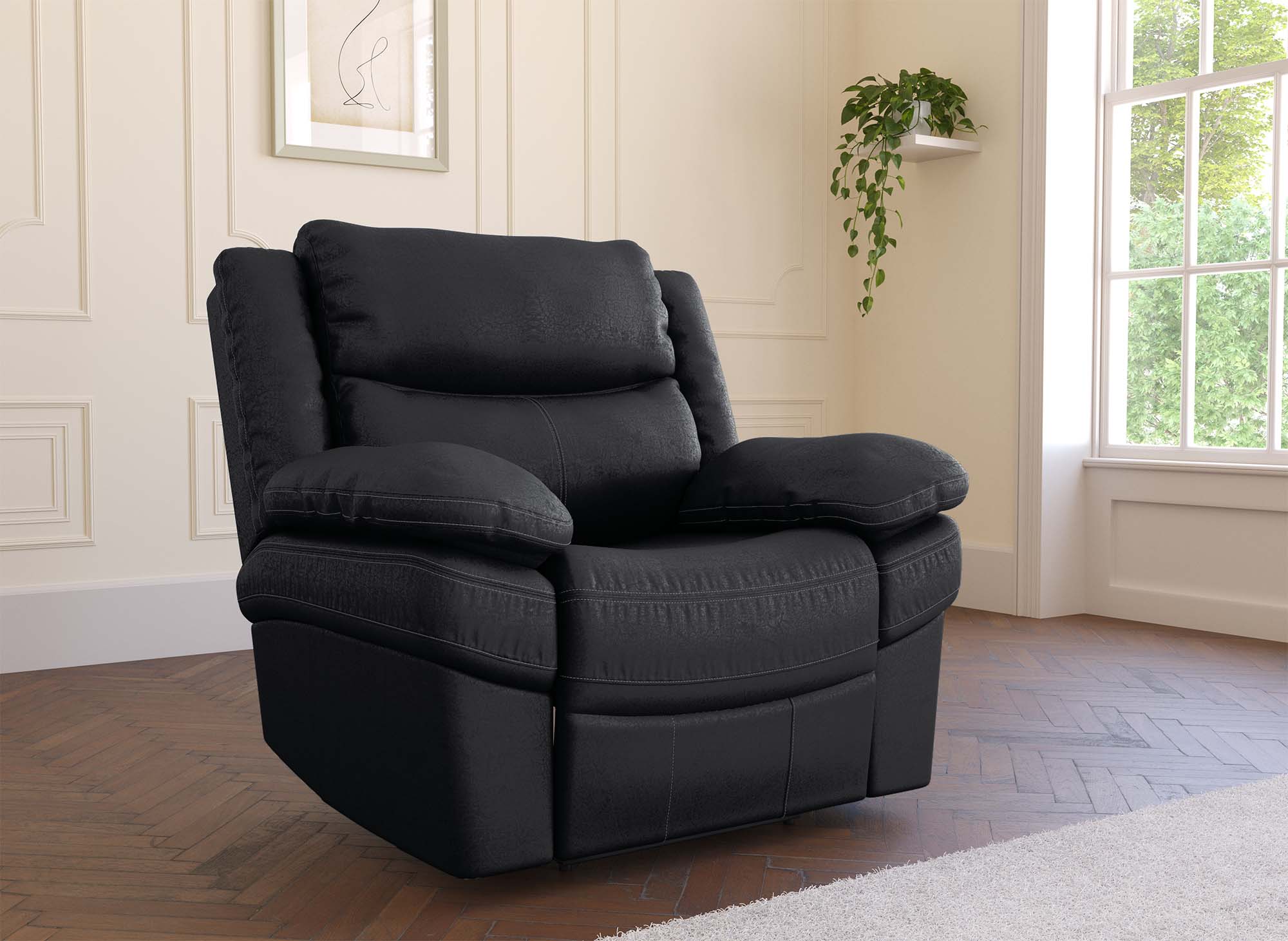 Sillón reclinable eléctrico ALFRED en piel sintética negra