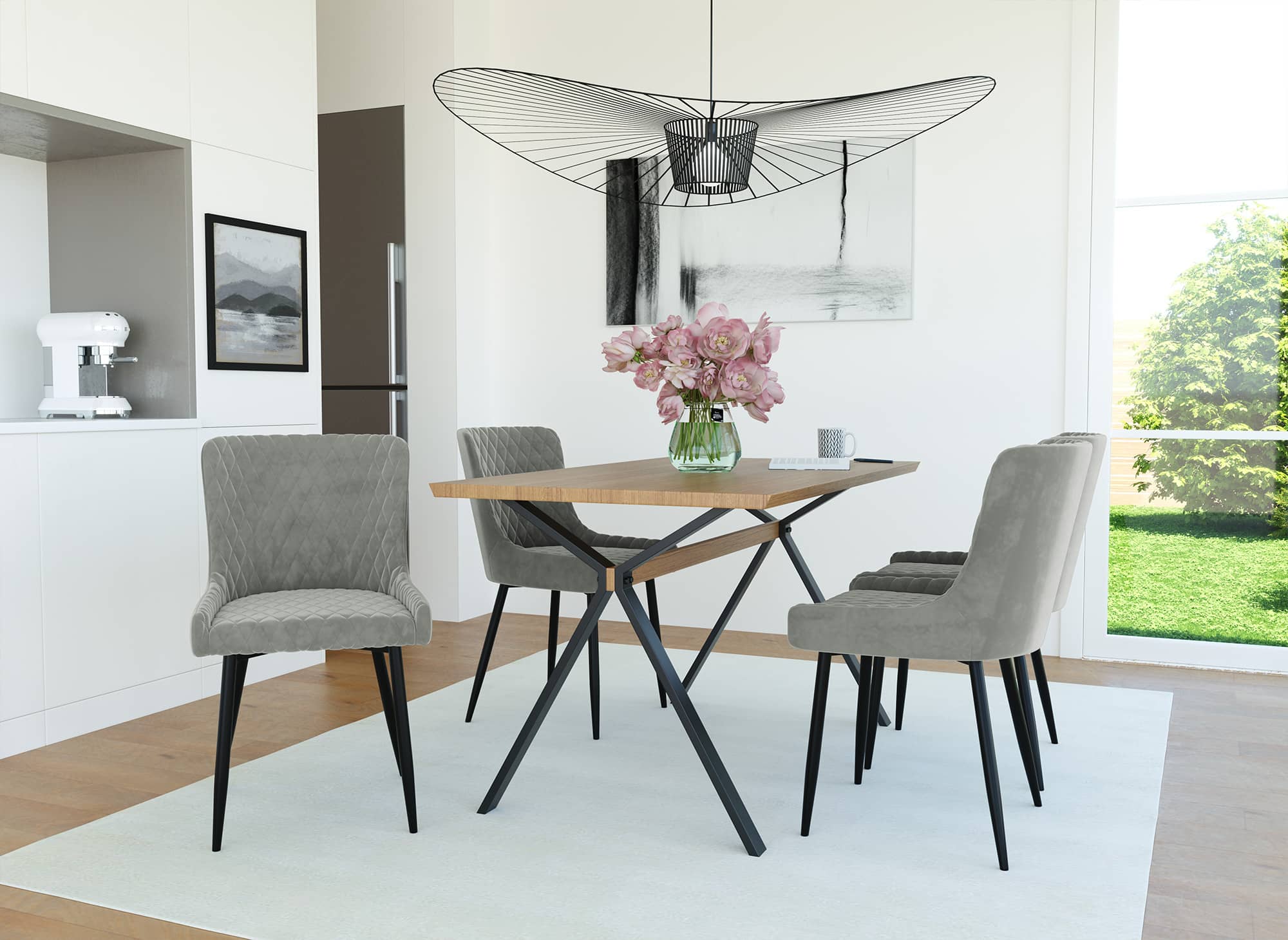 Juego de 2 sillas de diseño JENNY en terciopelo gris