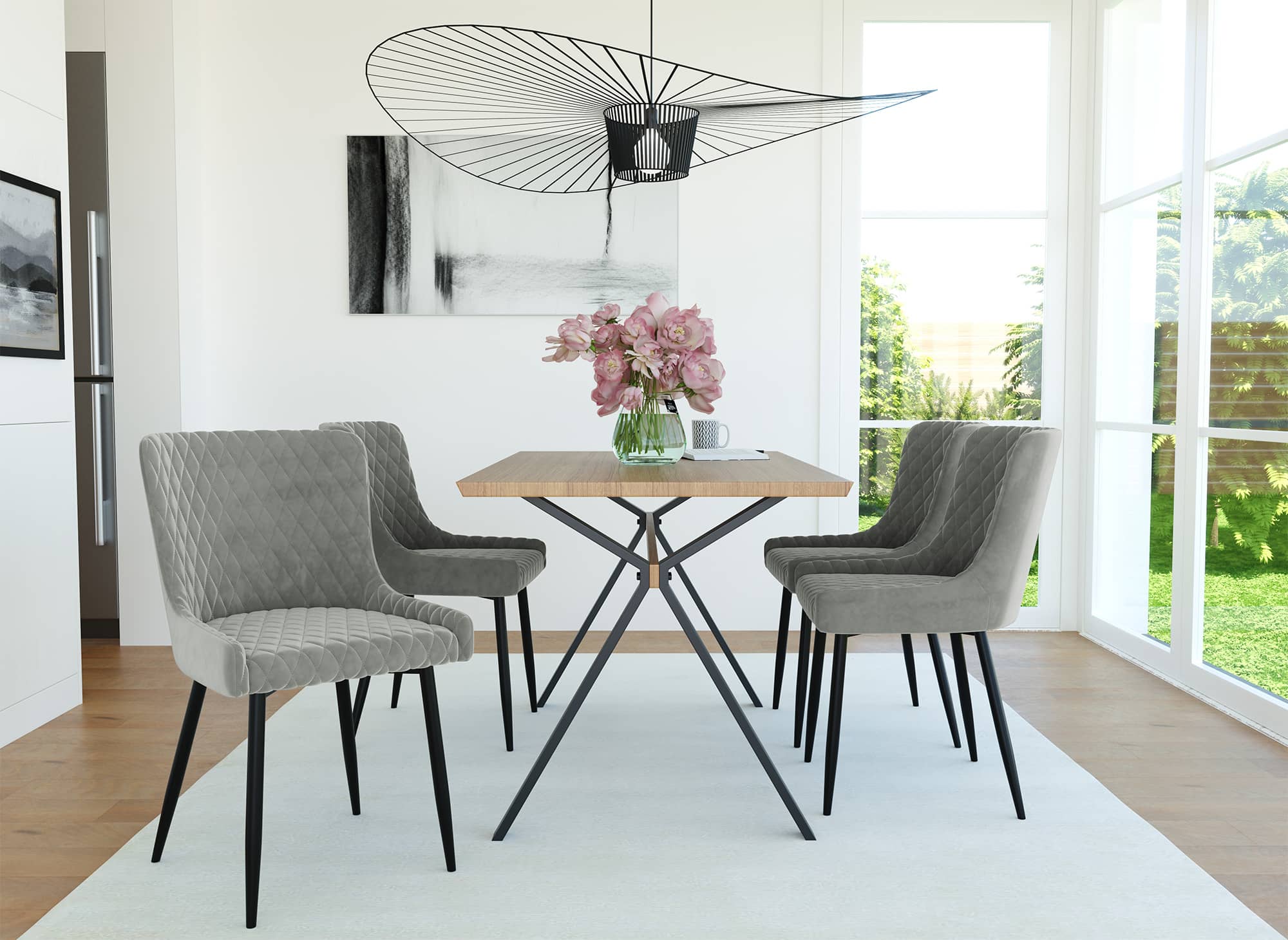 Juego de 2 sillas de diseño JENNY en terciopelo gris