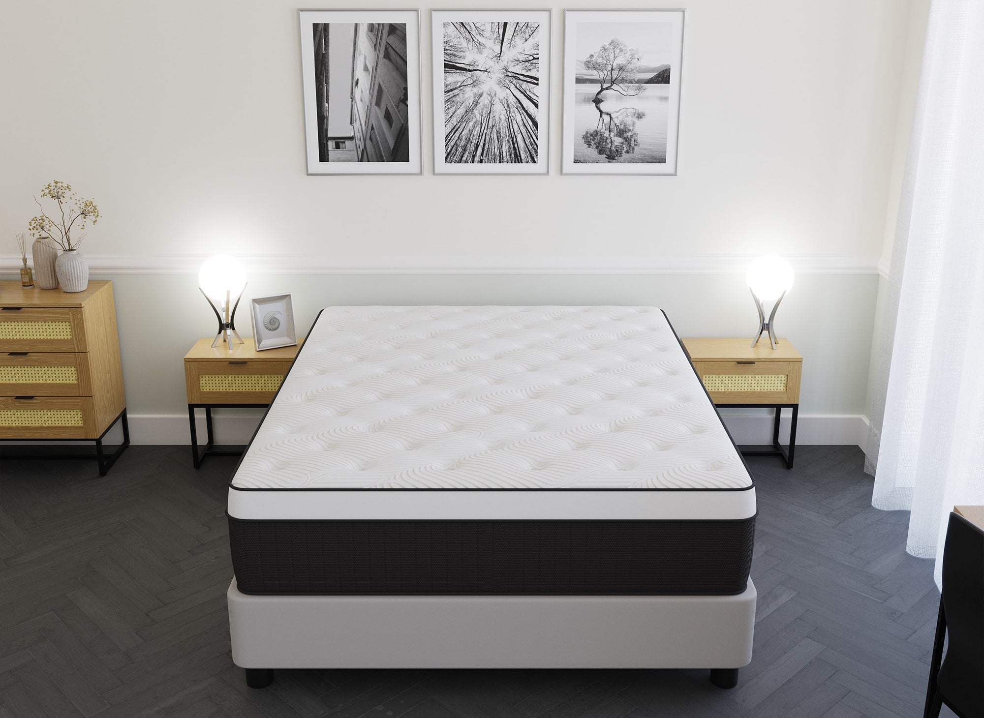 Colchón híbrido de espuma viscoelástica de 140 x 190 cm, 37 cm de grosor - ALMOHADA