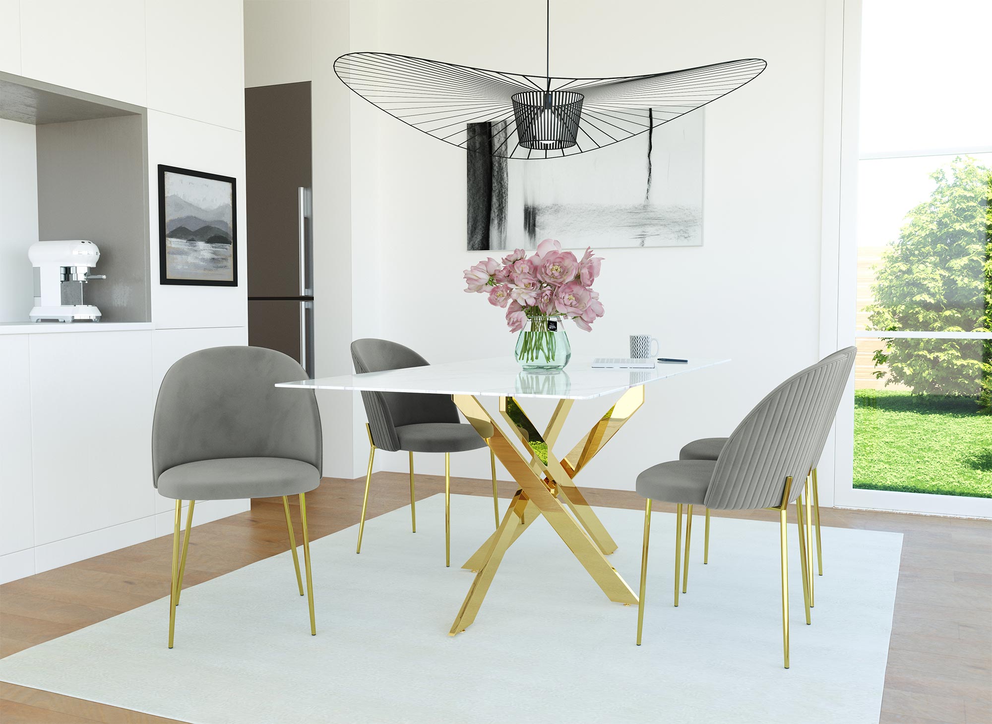 Juego de 2 sillas de diseño ARABEL en terciopelo gris