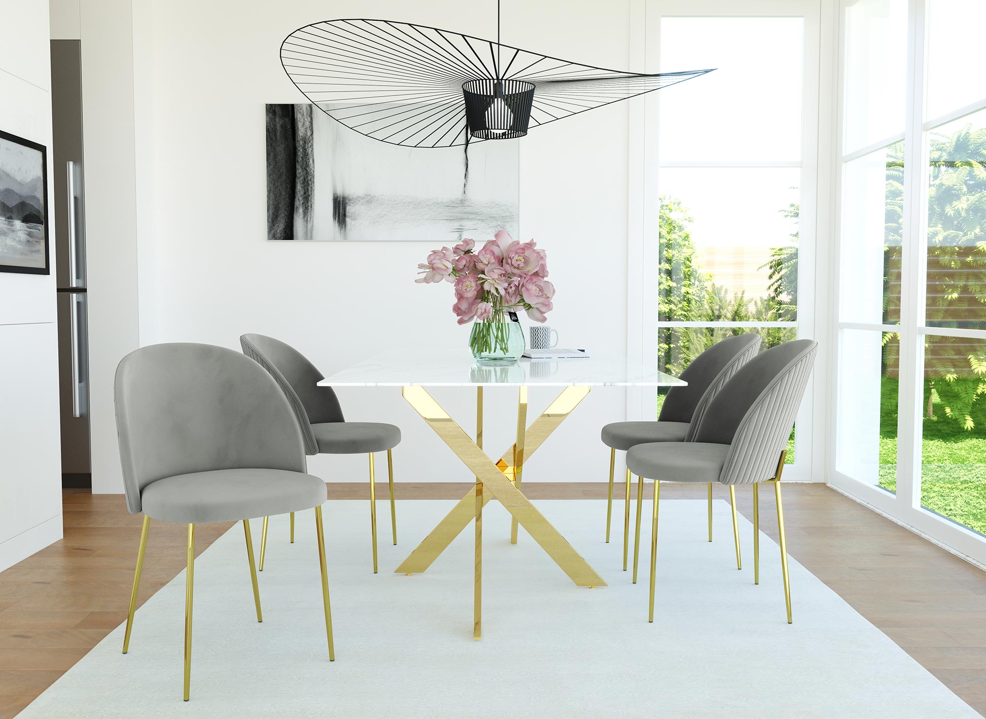 Juego de 2 sillas de diseño ARABEL en terciopelo gris