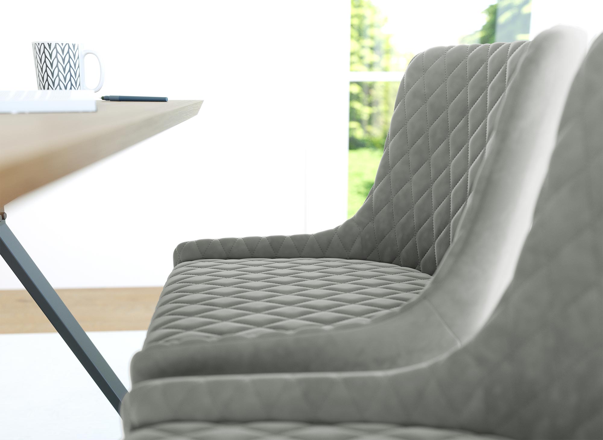 Juego de 2 sillas de diseño JENNY en terciopelo gris