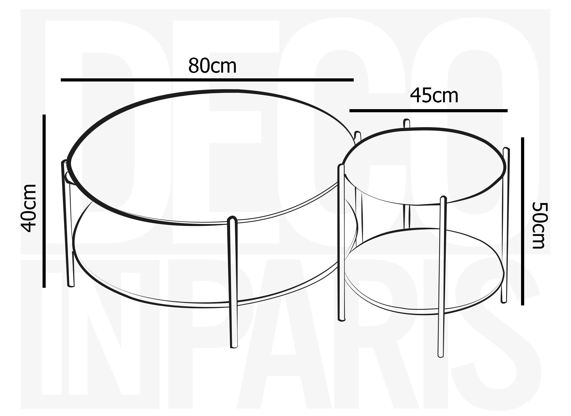 Juego de 2 mesas de centro redondas de cristal, madera y metal RIZZO