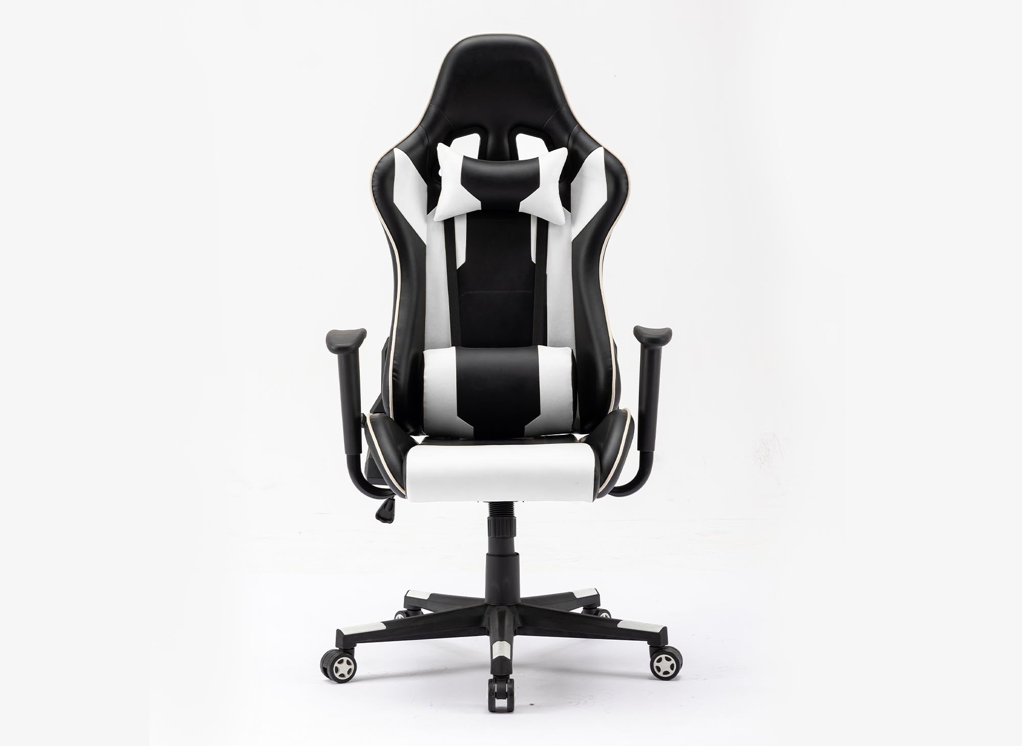 Silla gaming LYHAM de piel sintética blanca y negra