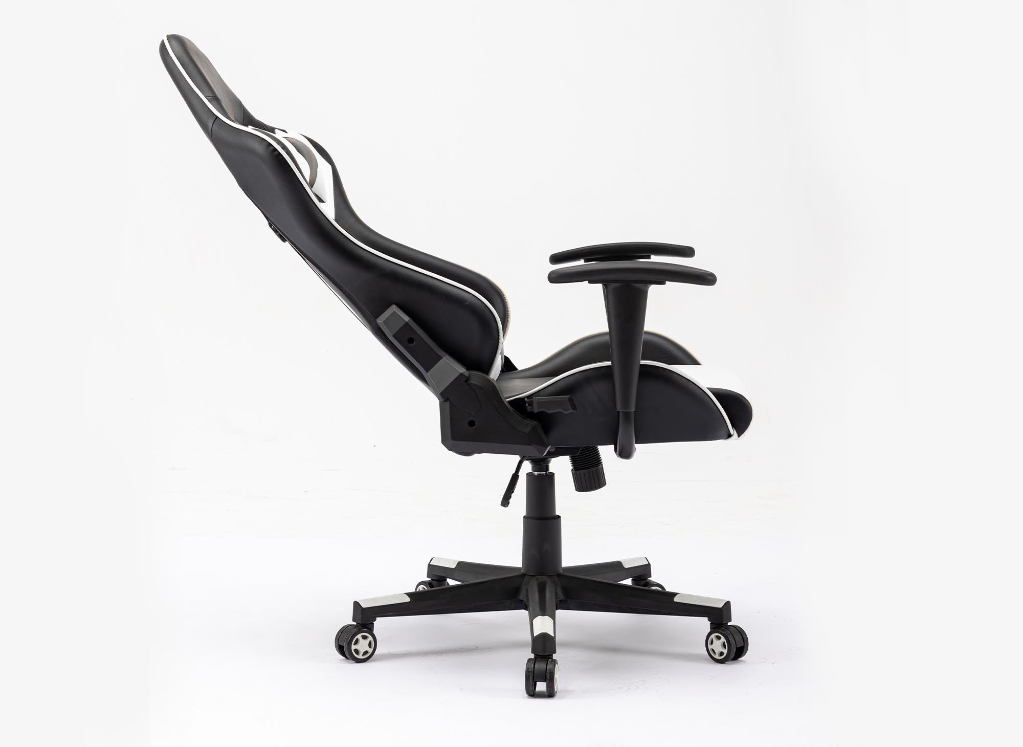 Silla gaming LYHAM de piel sintética blanca y negra