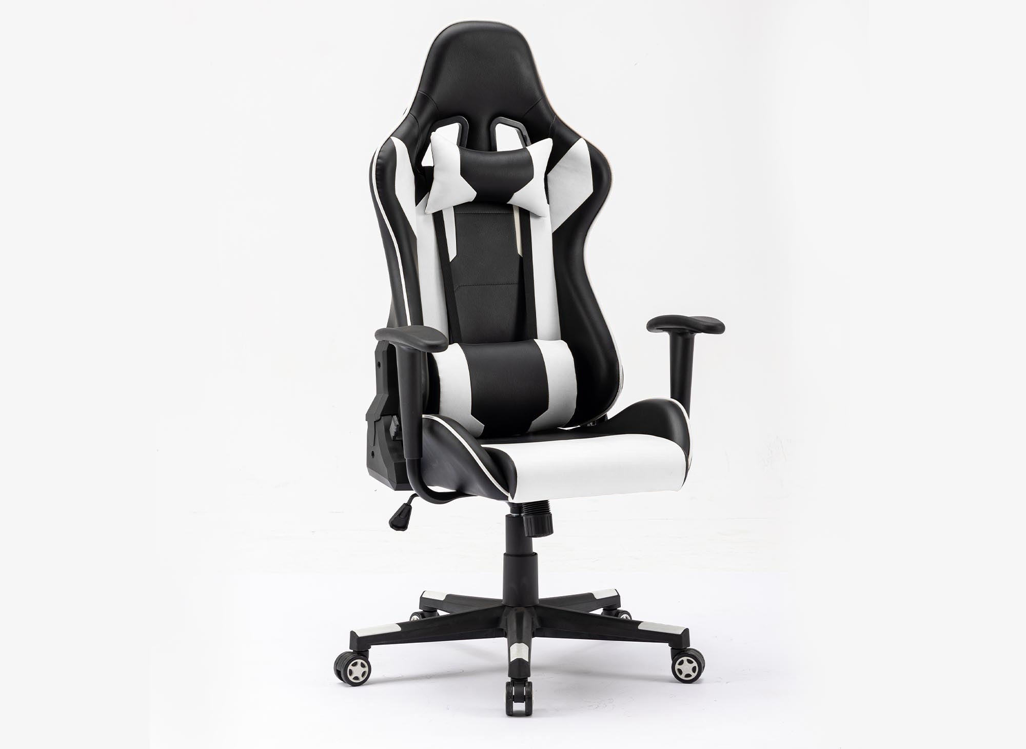 Silla gaming LYHAM de piel sintética blanca y negra